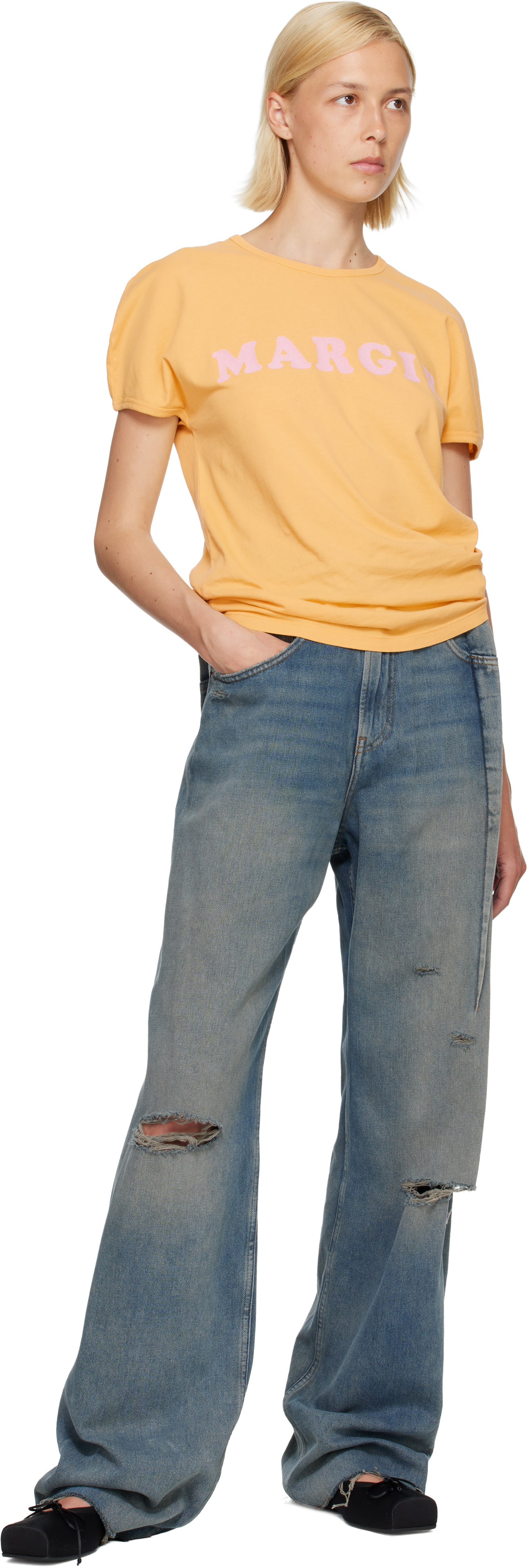 MM6 Maison Margielaデニム MM6 Maison Margiela: Blue Aged Denim Jeans | SSENSE