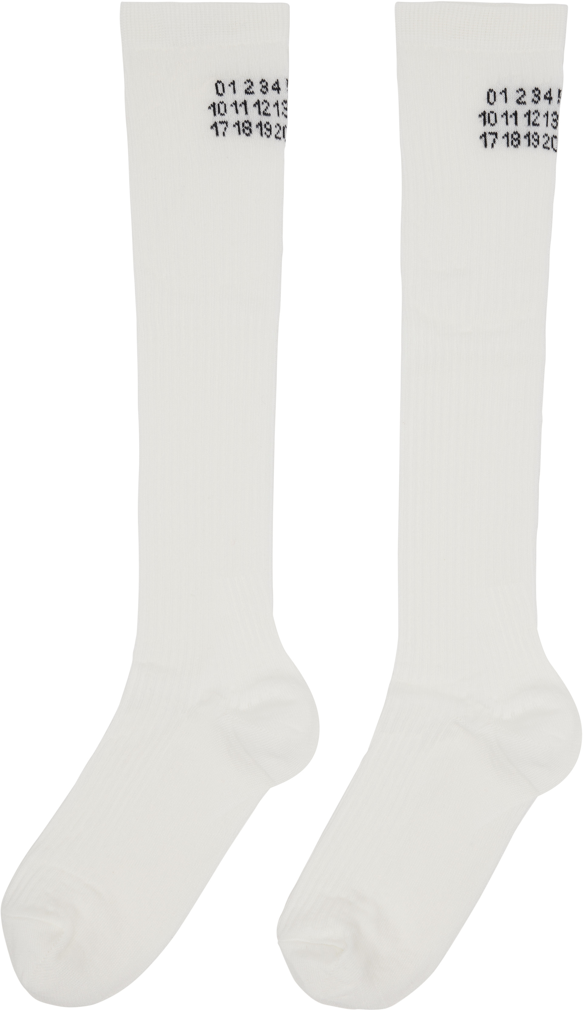 MAISON MARGIELA 21SS ソックス MM6 Maison Margiela: White Knee-High Socks | SSENSE