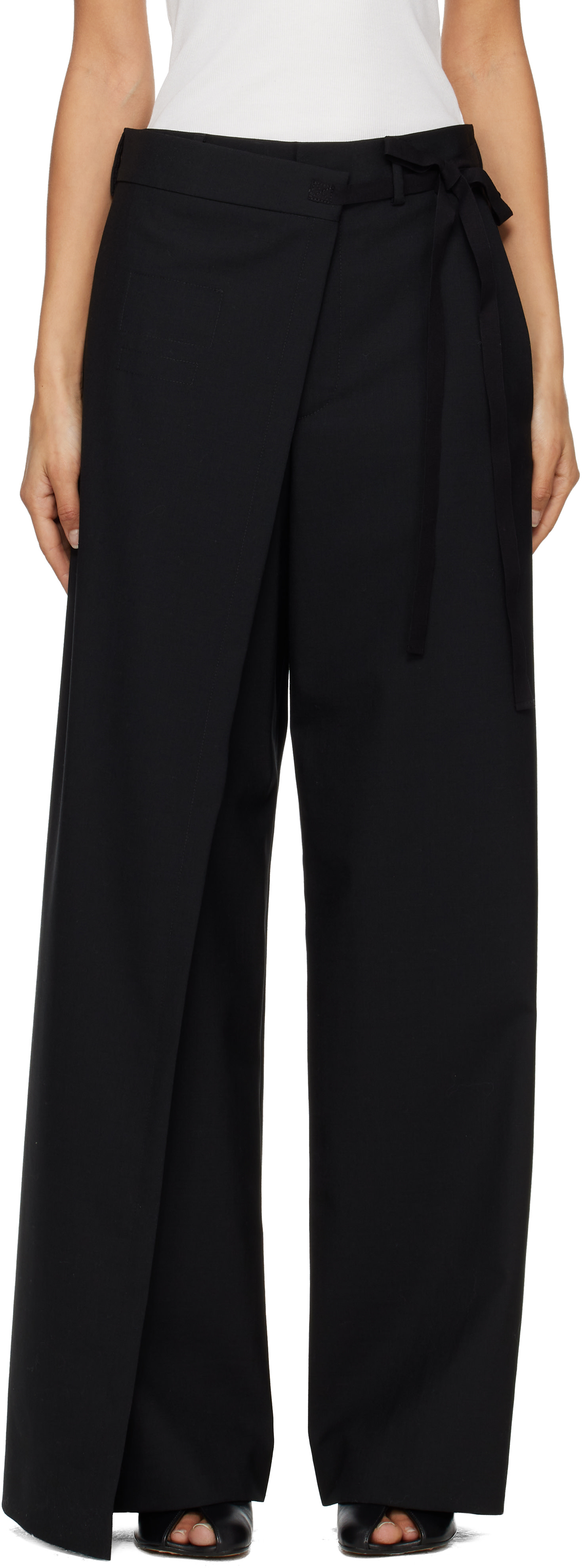 MM6 Maison Margiela: Black Wool Blend Trousers | SSENSE