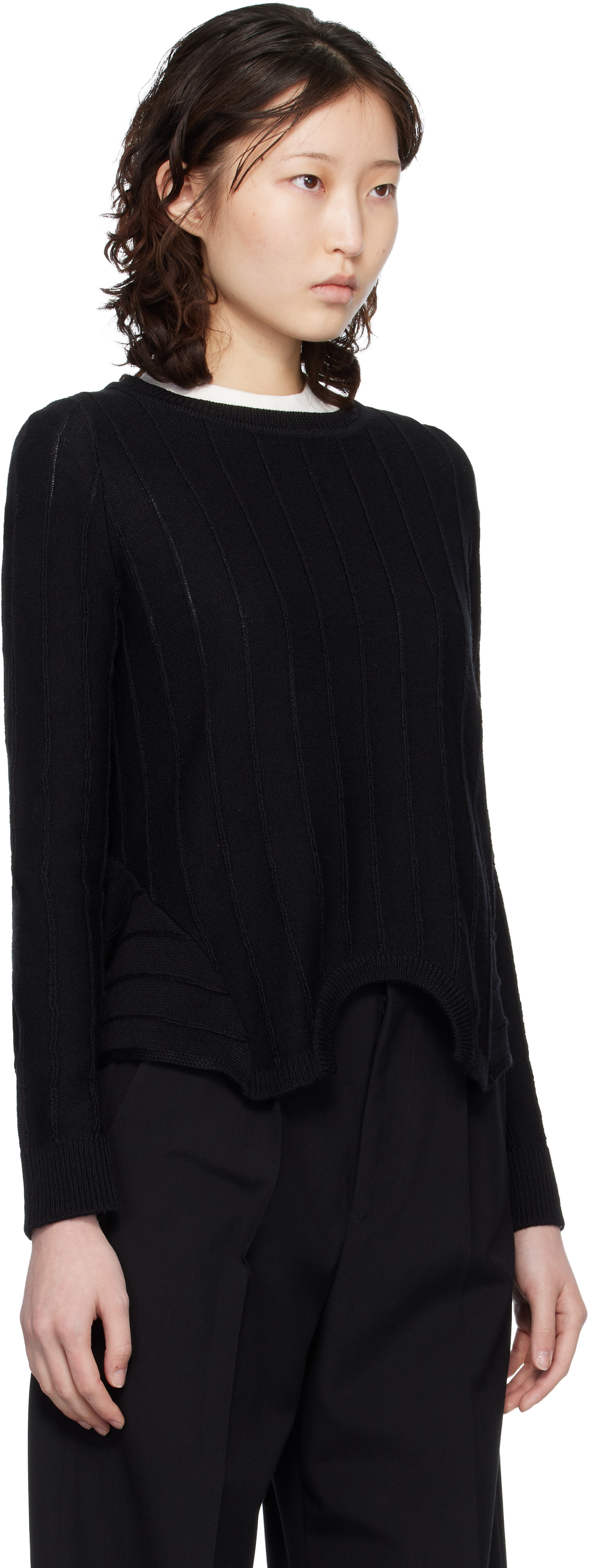 MM6 Maison Margiela - Pull noir à assemblage inversé