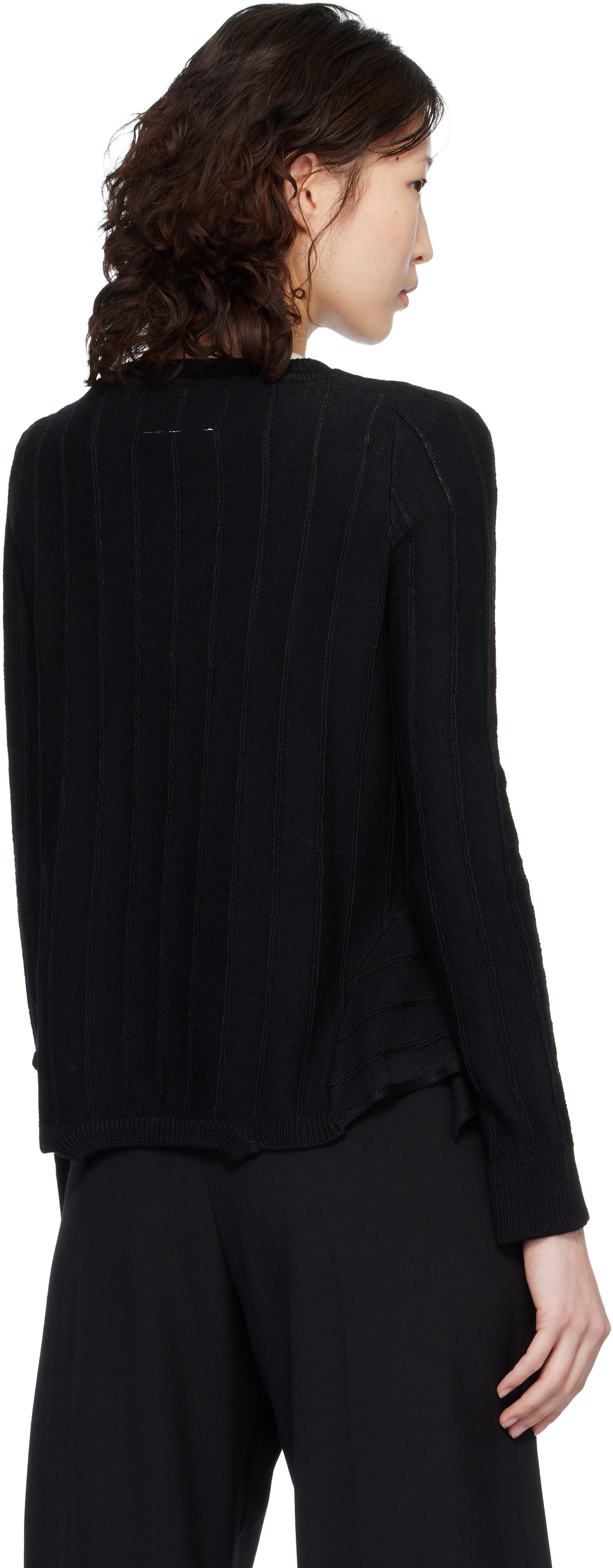 MM6 Maison Margiela - Pull noir à assemblage inversé