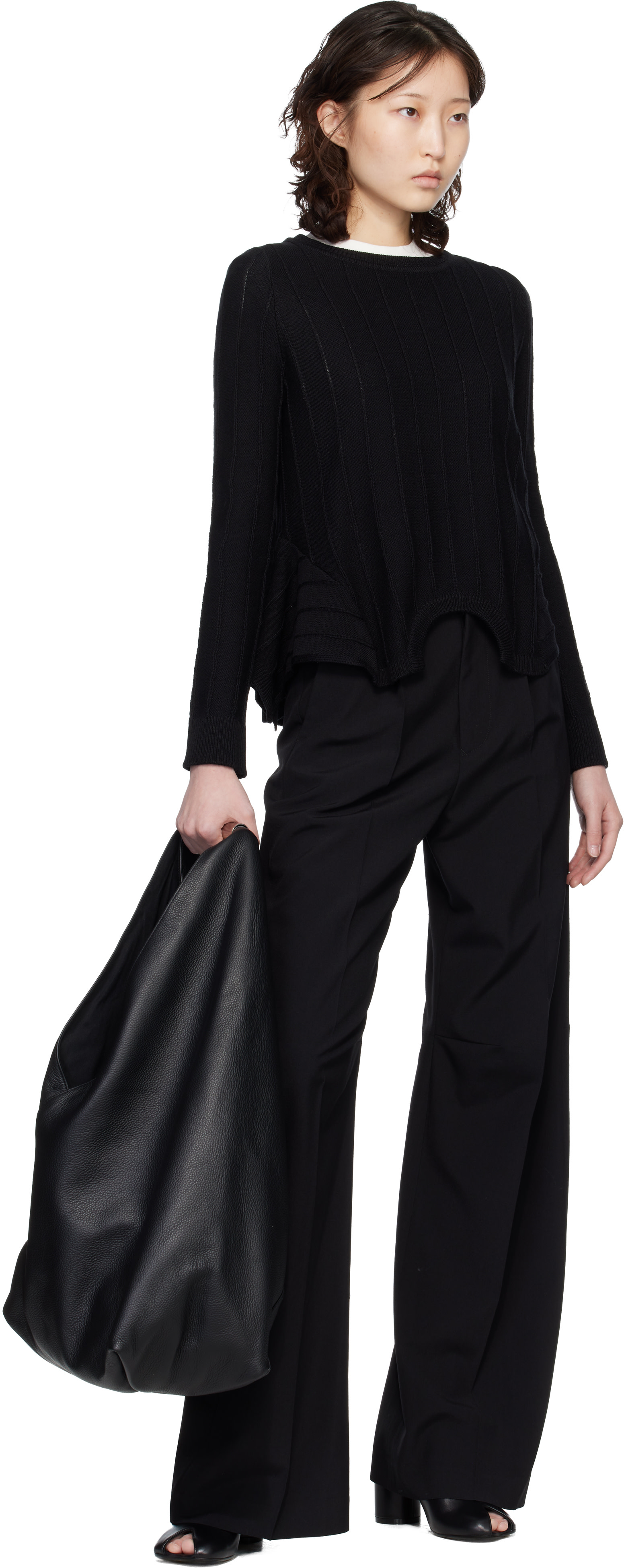 MM6 Maison Margiela - Pull noir à assemblage inversé