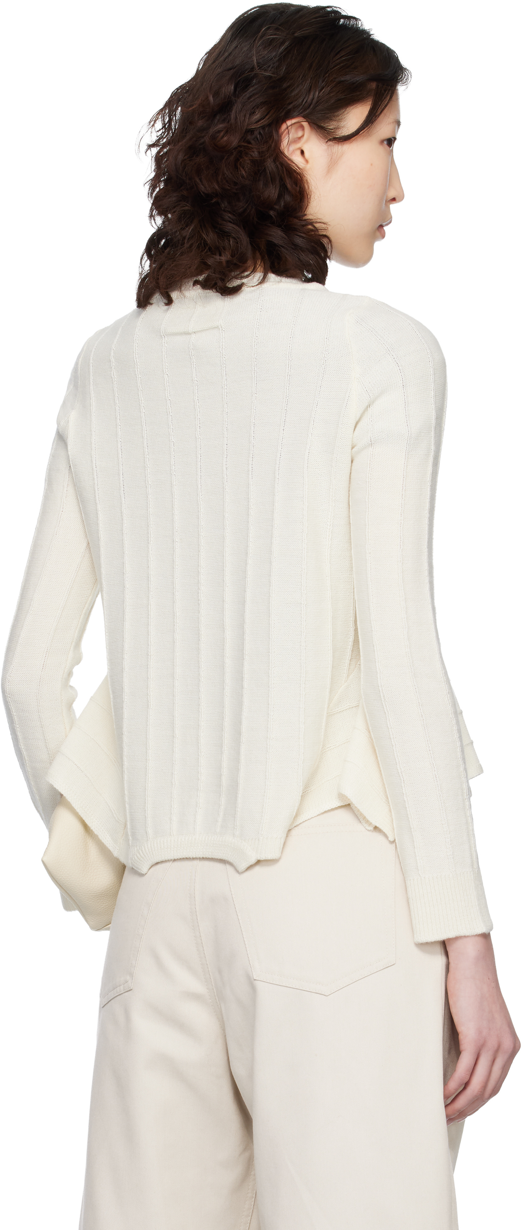 MM6 Maison Margiela - Pull blanc cassé à assemblage inversé