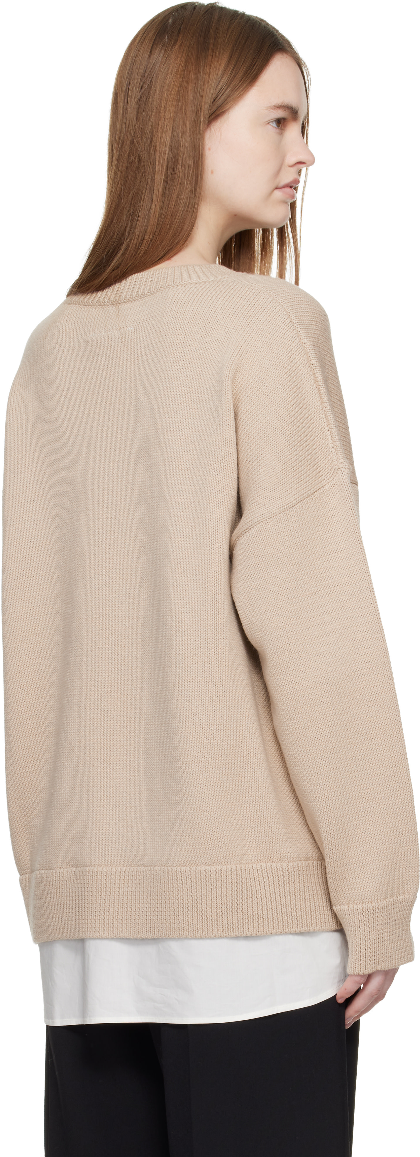 MM6 Maison Margiela: Pink 'Two in One' Varsity Knit Sweater | SSENSE