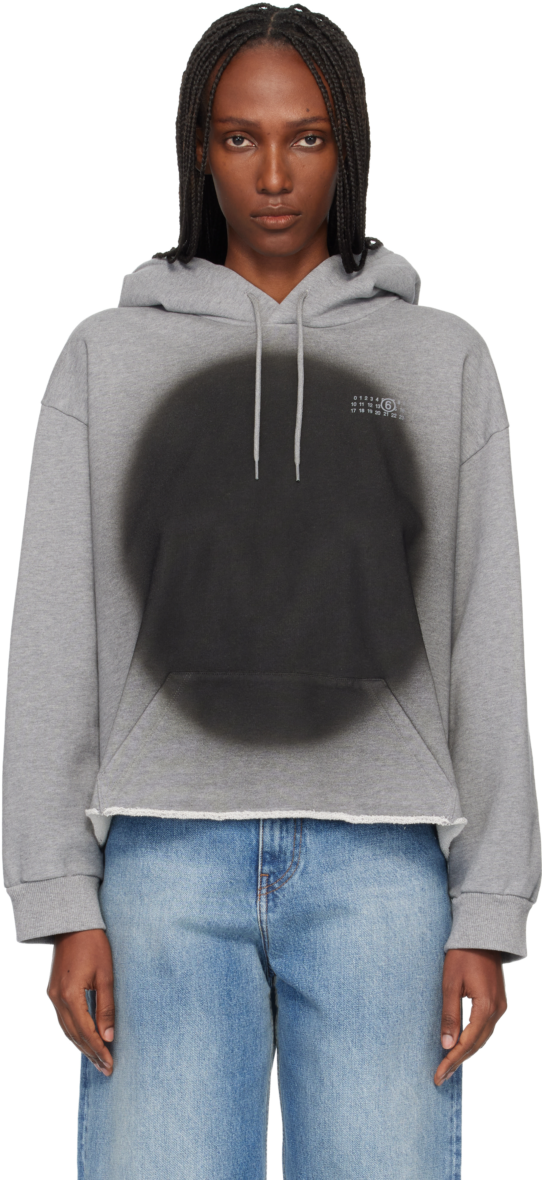MM6 Maison Margiela - Pull à capuche gris en jersey bouclette