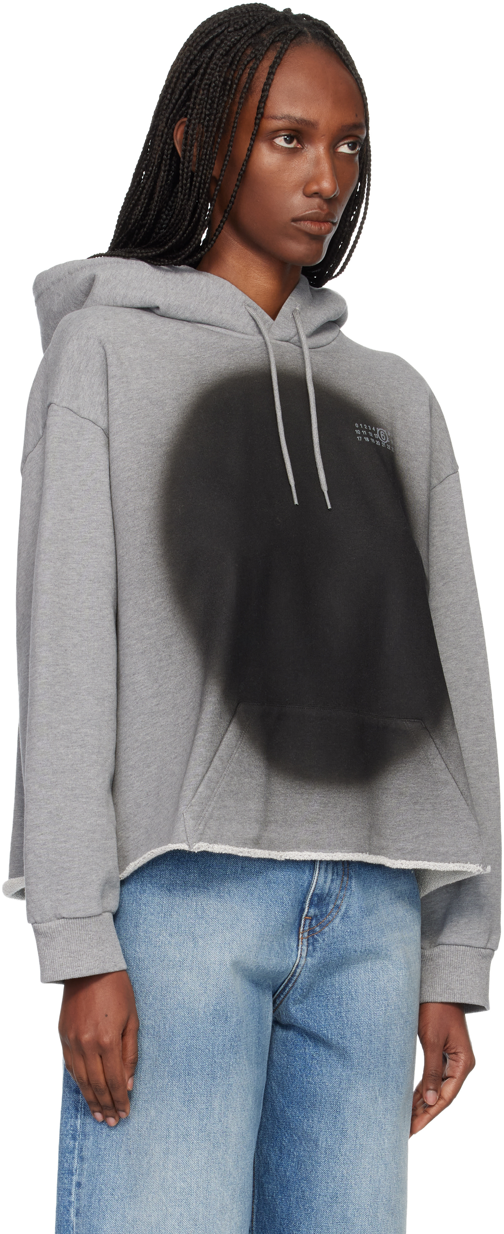 MM6 Maison Margiela - Pull à capuche gris en jersey bouclette