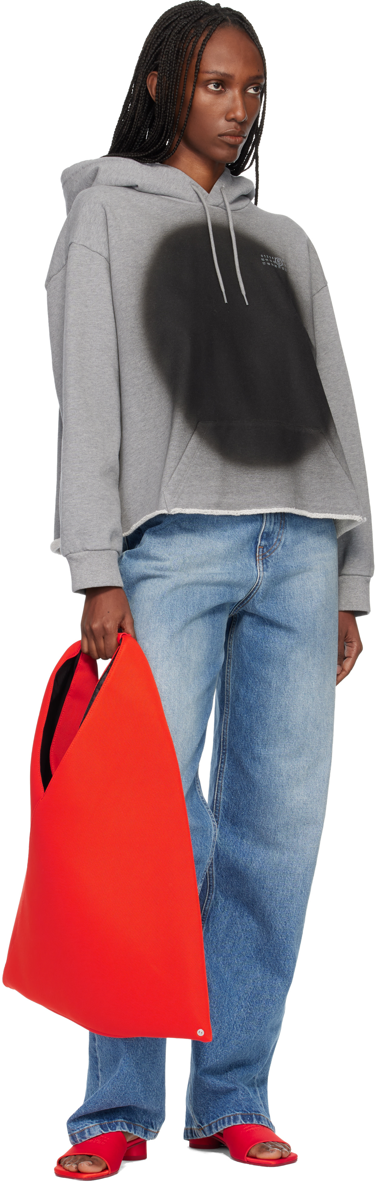 MM6 Maison Margiela - Pull à capuche gris en jersey bouclette