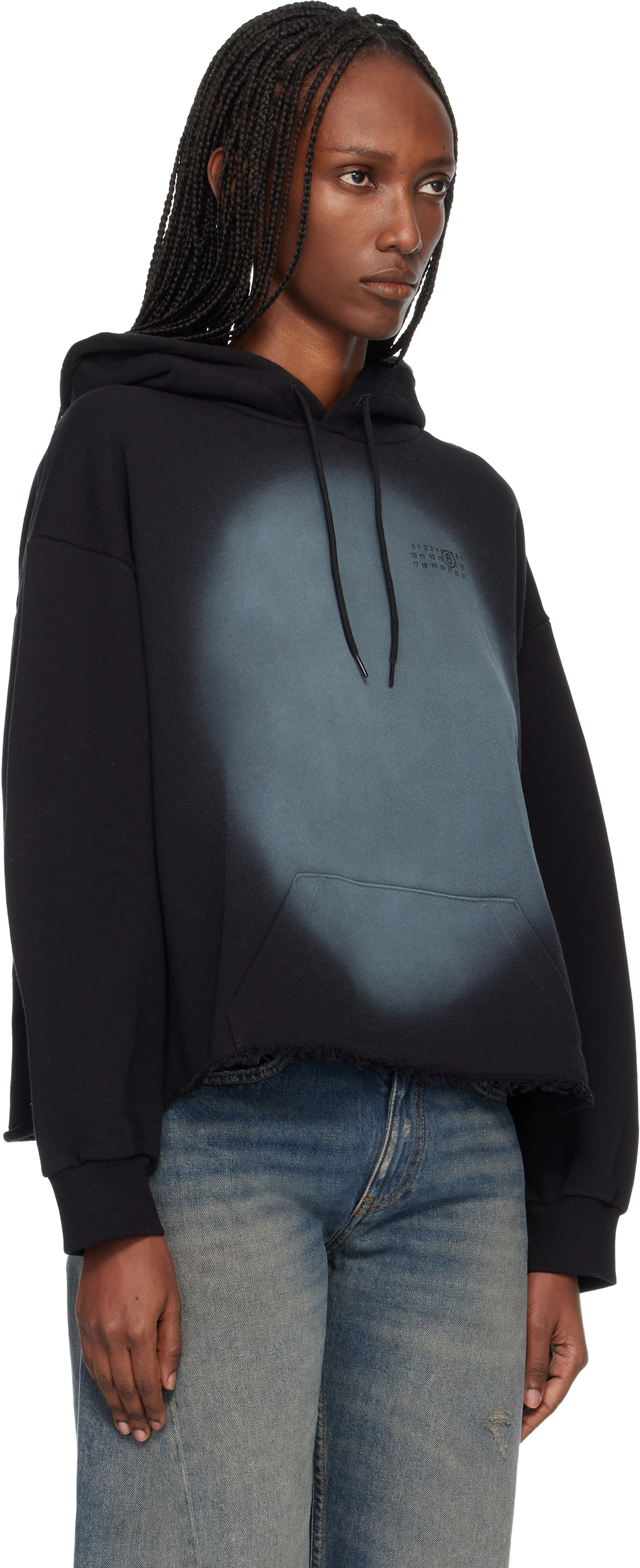 MM6 Maison Margiela - Pull à capuche noir en jersey bouclette