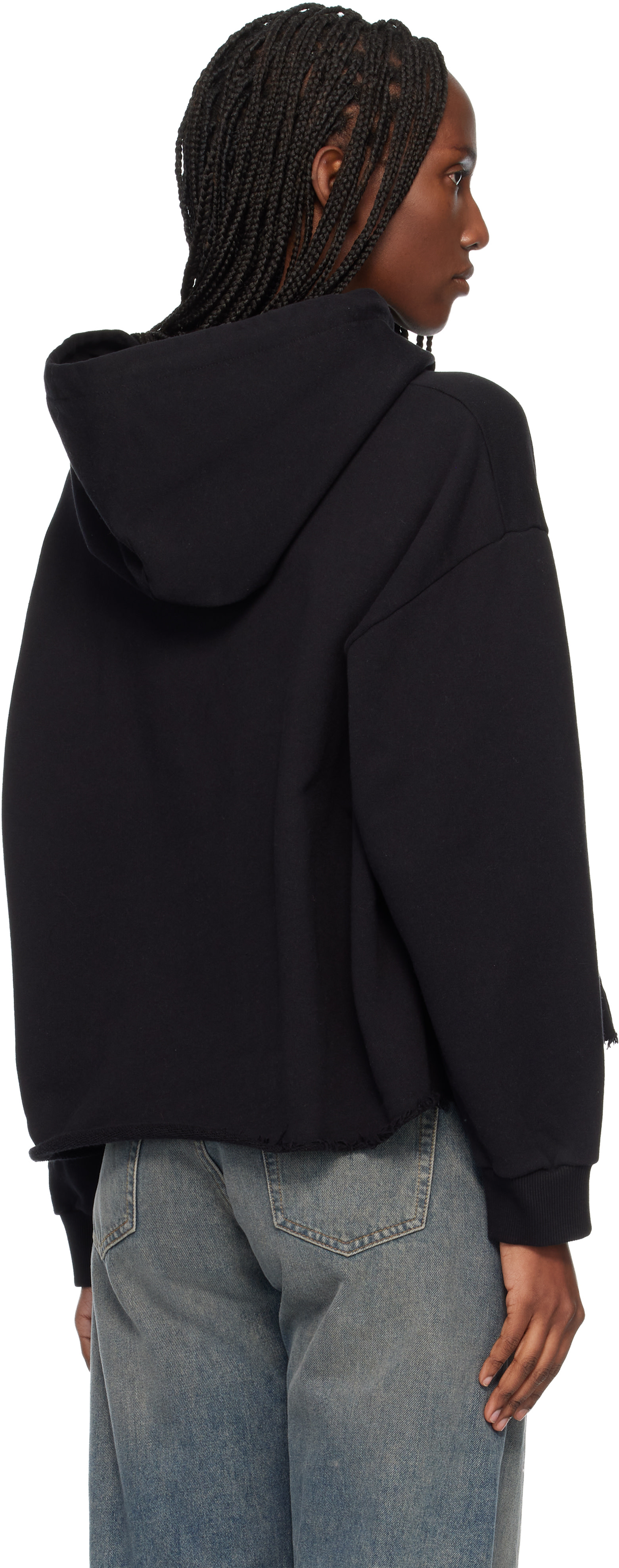 MM6 Maison Margiela - Pull à capuche noir en jersey bouclette