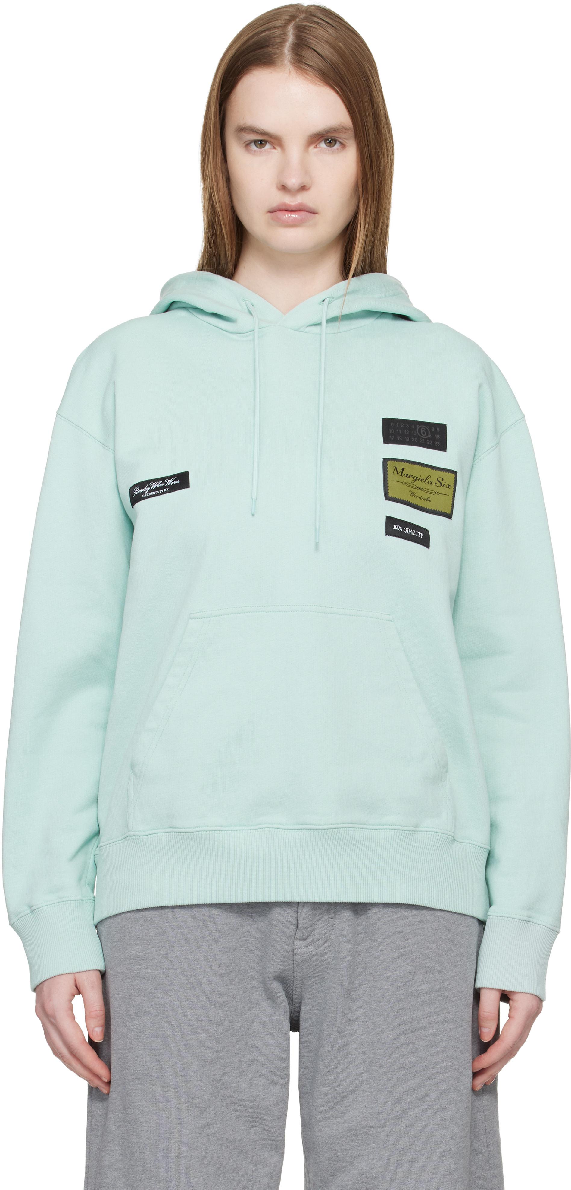 MM6 Maison Margiela - Pull à capuche bleu en coton