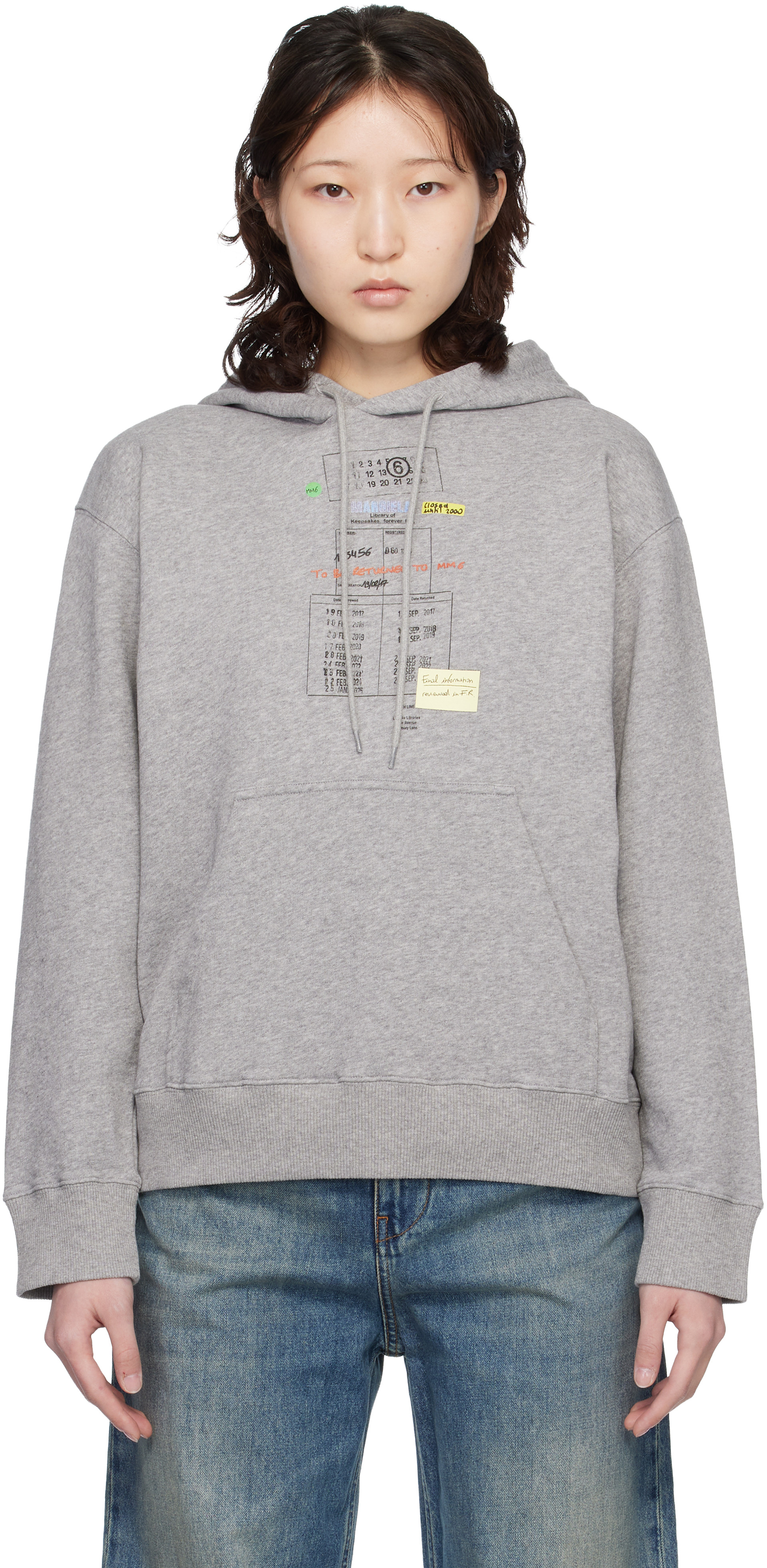 MM6 Maison Margiela - Pull à capuche gris en jersey bouclette