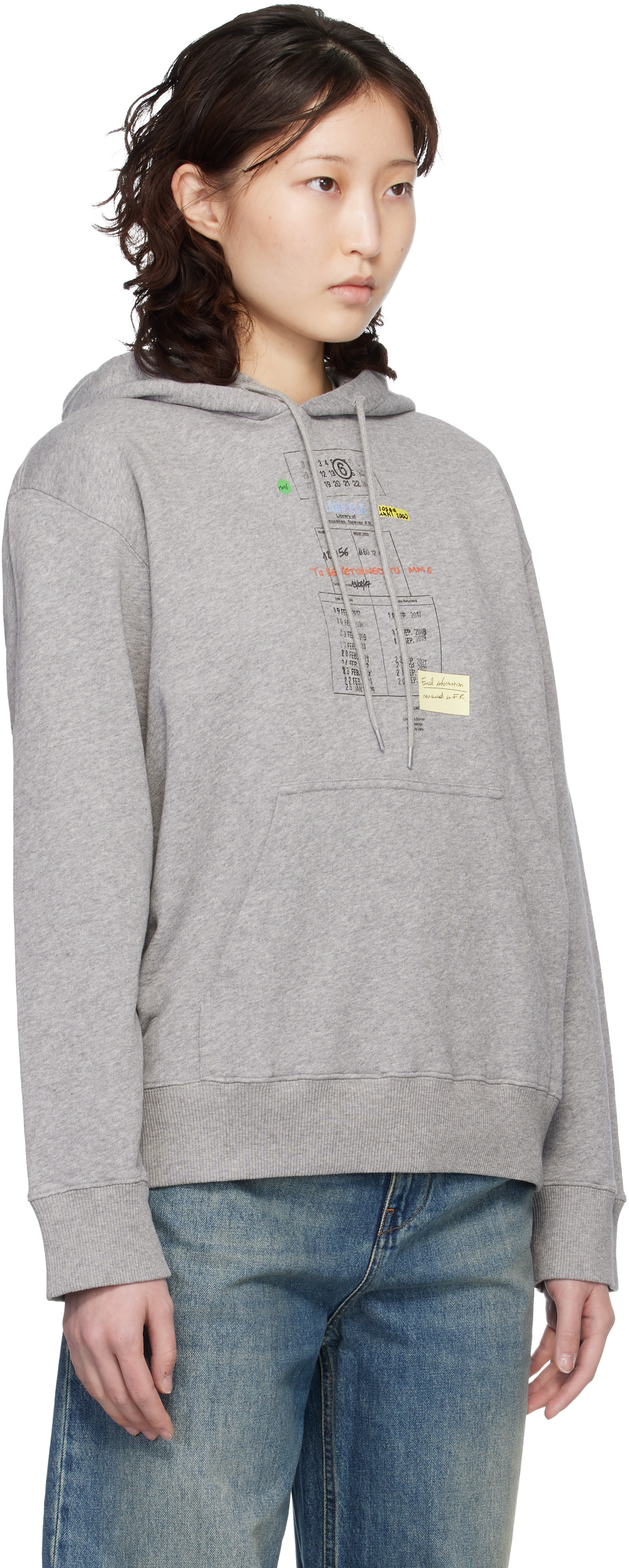 MM6 Maison Margiela - Pull à capuche gris en jersey bouclette