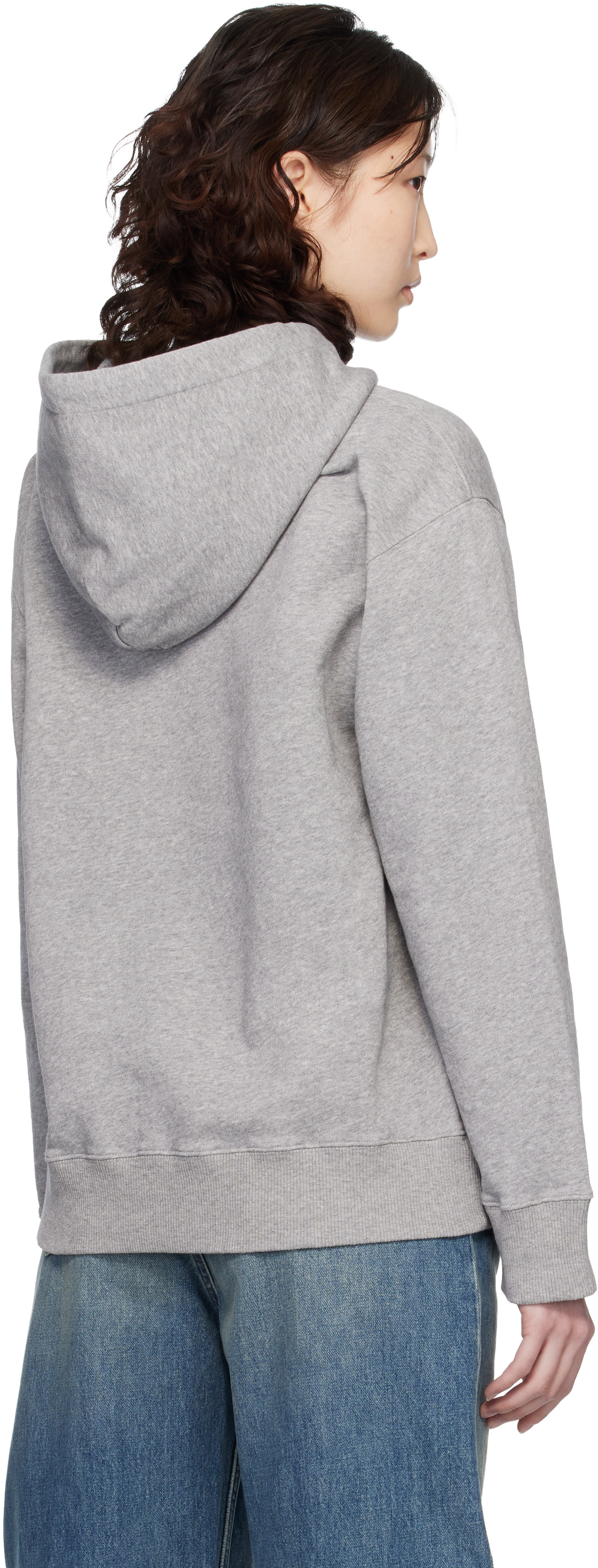 MM6 Maison Margiela - Pull à capuche gris en jersey bouclette