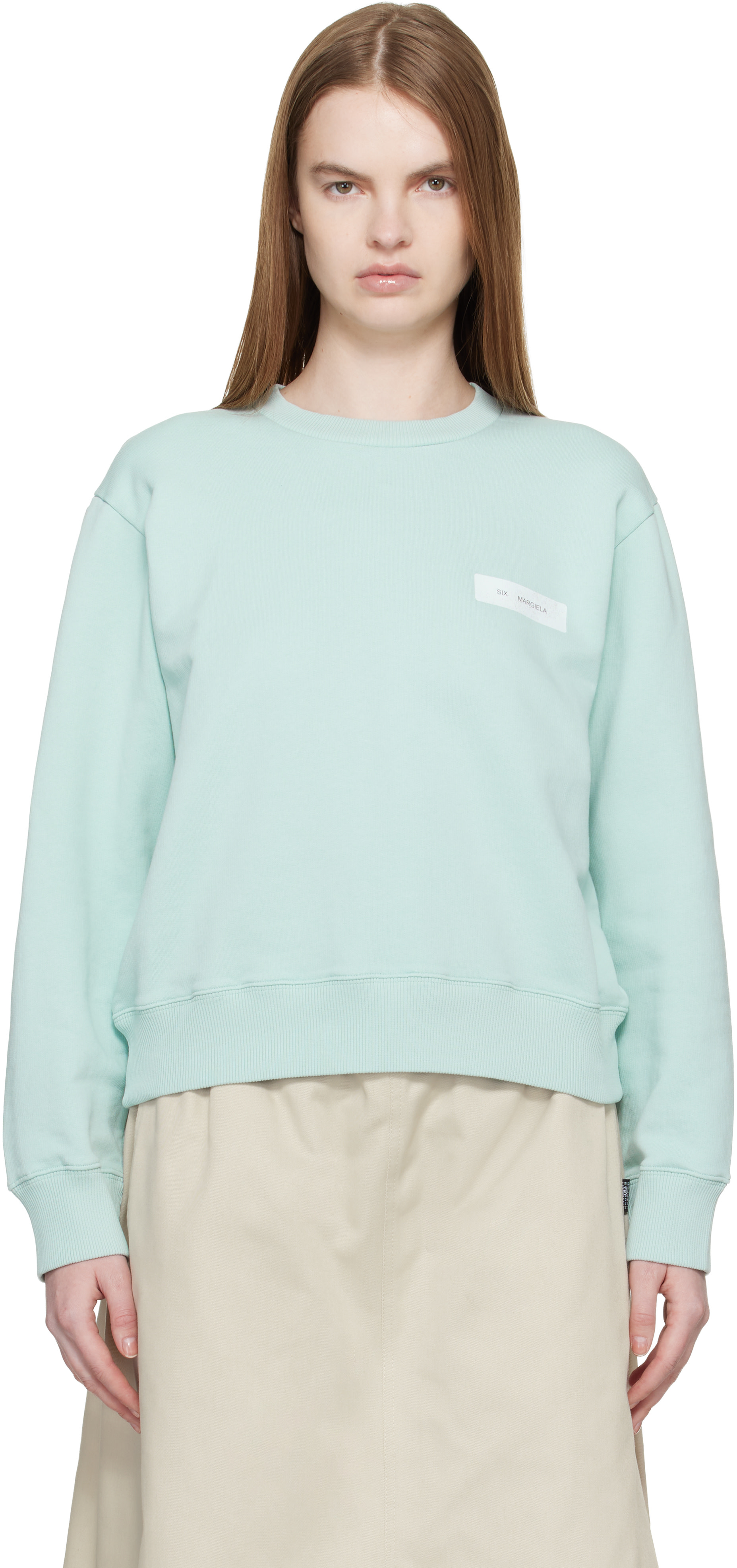 MM6 Maison Margiela - Pull molletonné bleu en coton