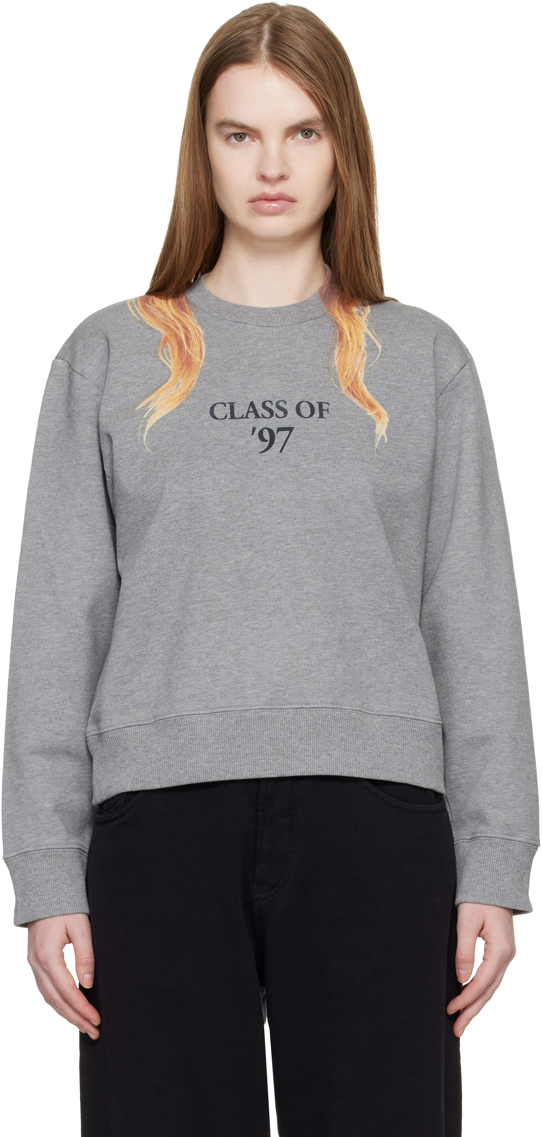 MM6 Maison Margiela - Pull molletonné gris en coton non brossé