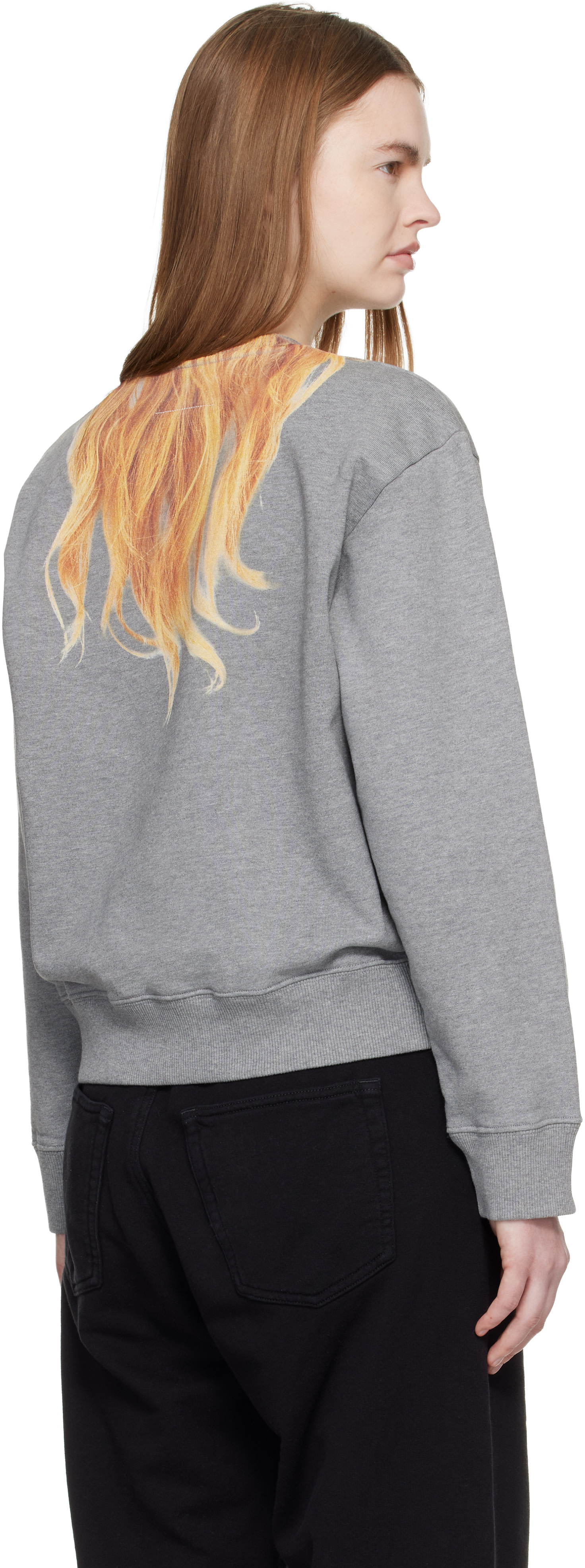 MM6 Maison Margiela - Pull molletonné gris en coton non brossé