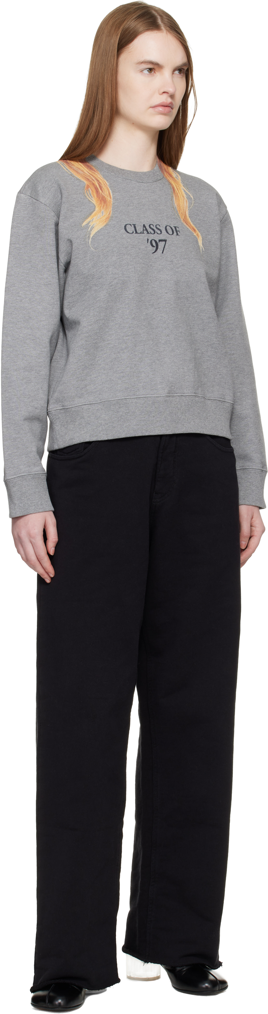 MM6 Maison Margiela - Pull molletonné gris en coton non brossé