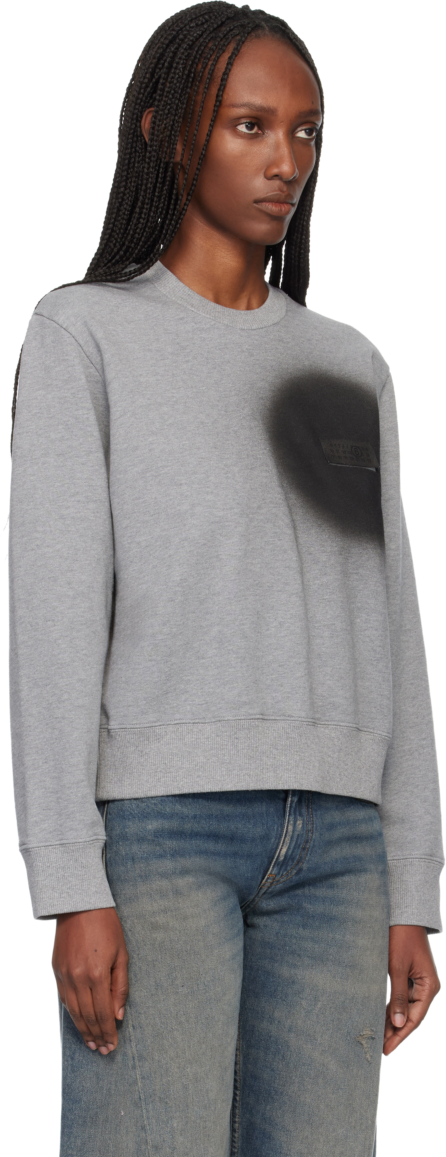 MM6 Maison Margiela - Pull molletonné gris à effet aérosol