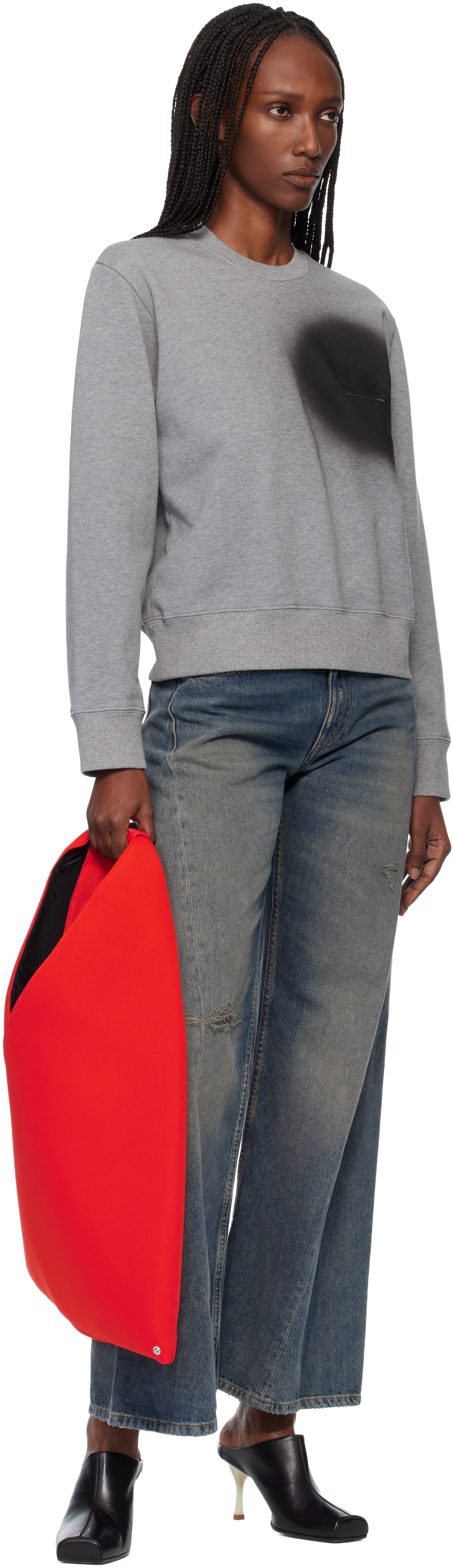MM6 Maison Margiela - Pull molletonné gris à effet aérosol