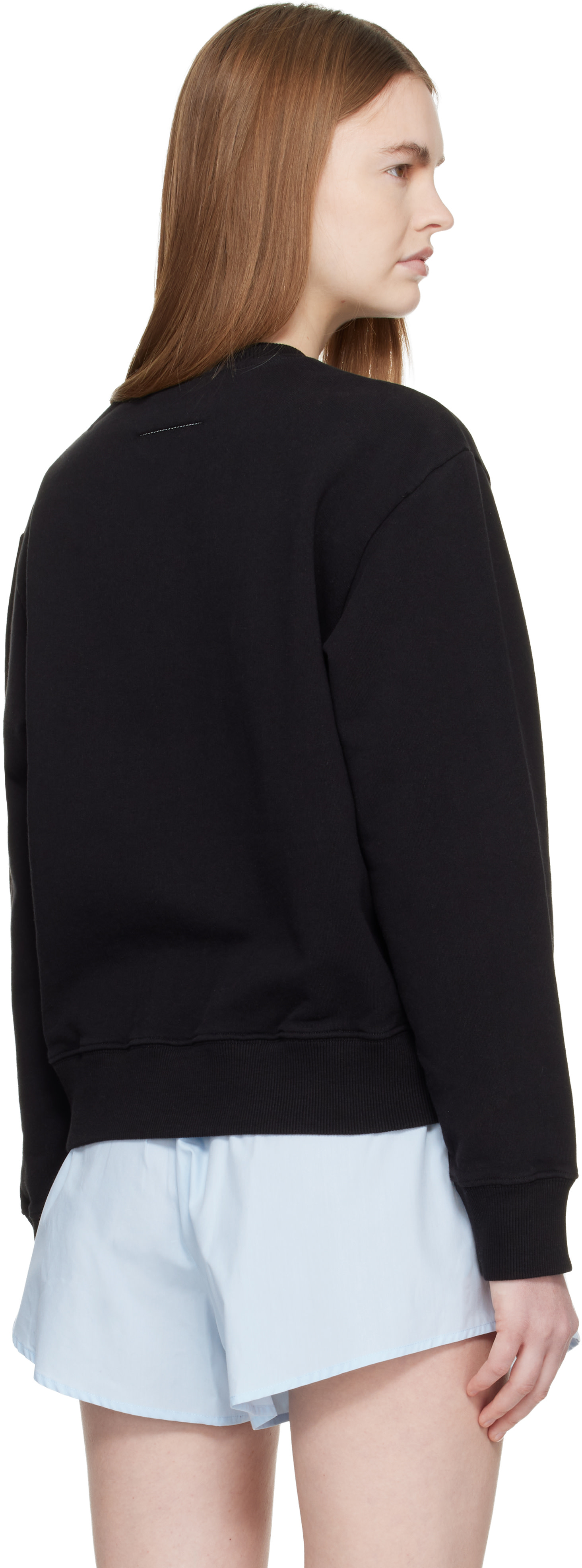 MM6 Maison Margiela - Pull molletonné noir en coton non brossé