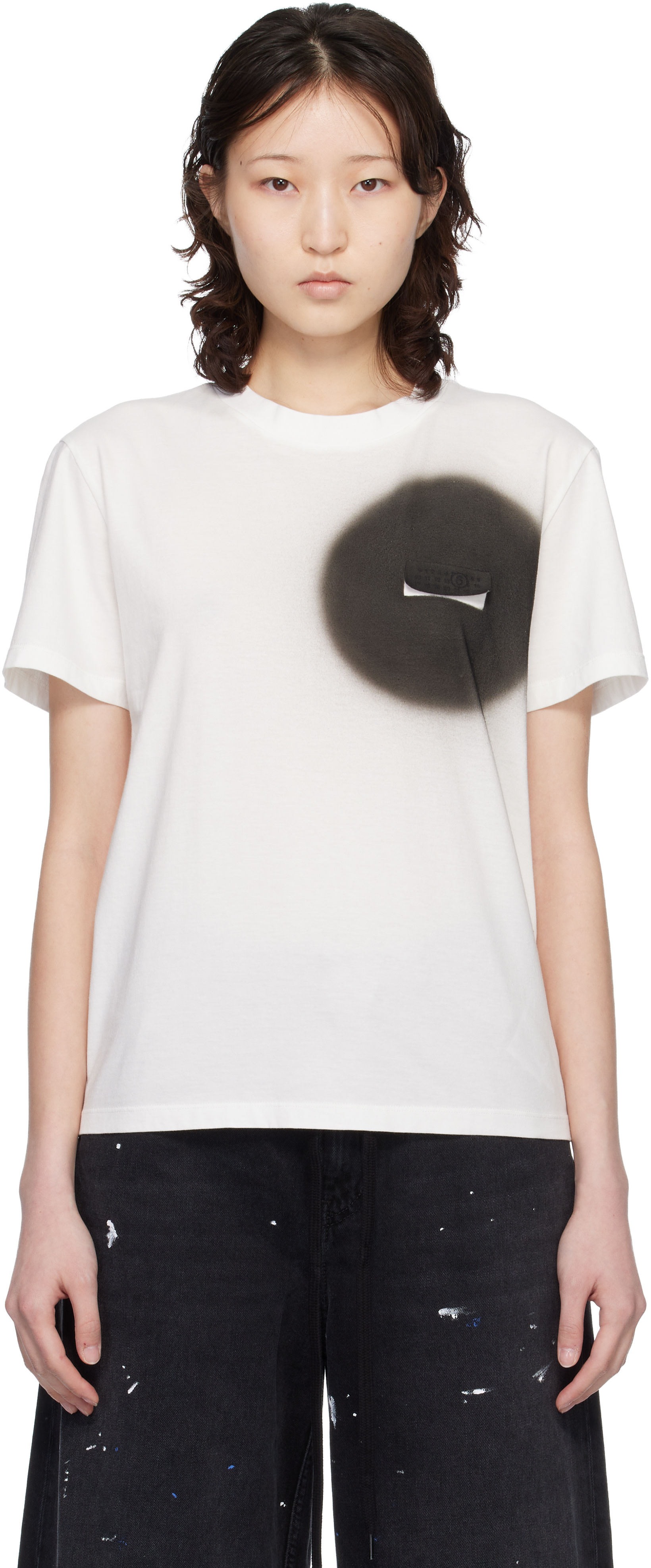トップス mm6 MM6 Maison Margiela: Off-White Spray Paint T-shirt | SSENSE