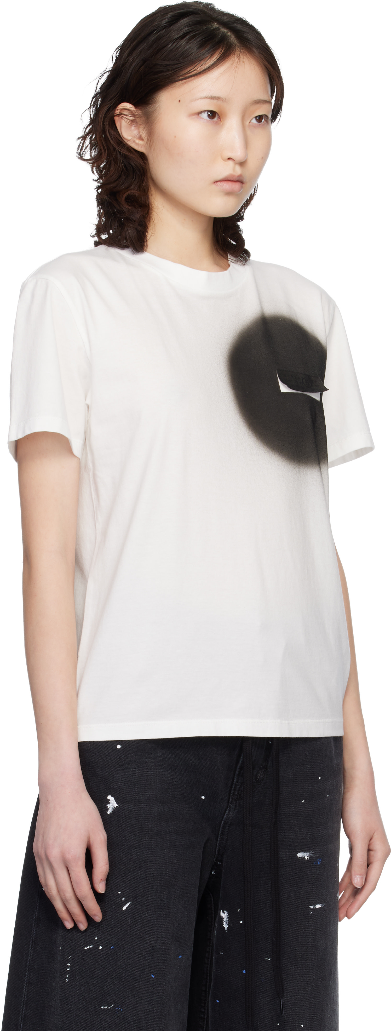 MM6 Maison Margiela: Off-White Spray Paint T-shirt | SSENSE