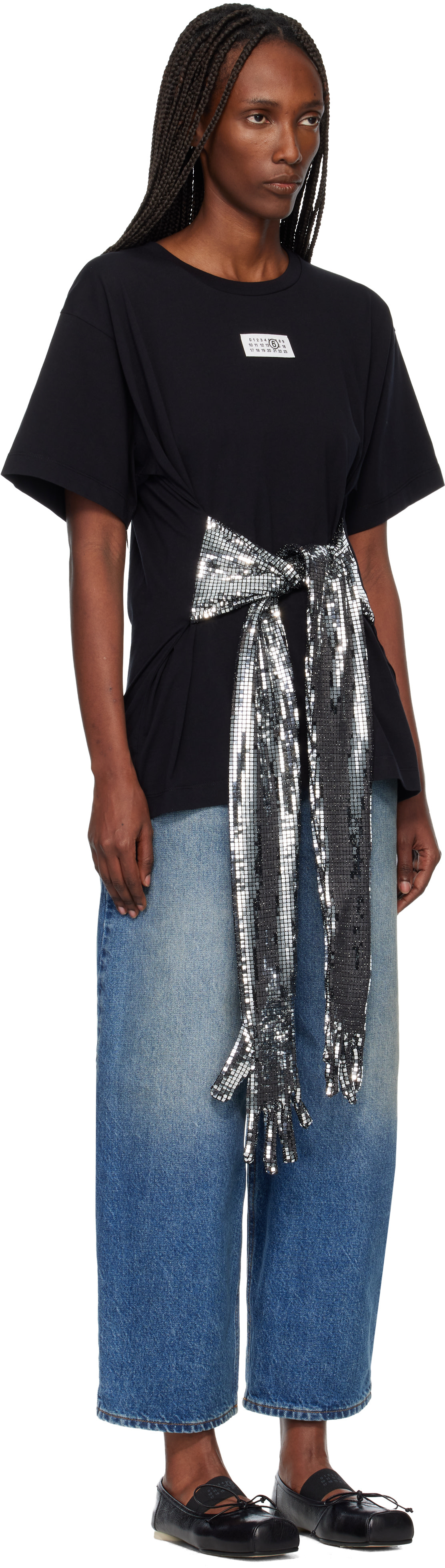 MM6 Maison Margiela: Black Cotton Gloves T-shirt | SSENSE