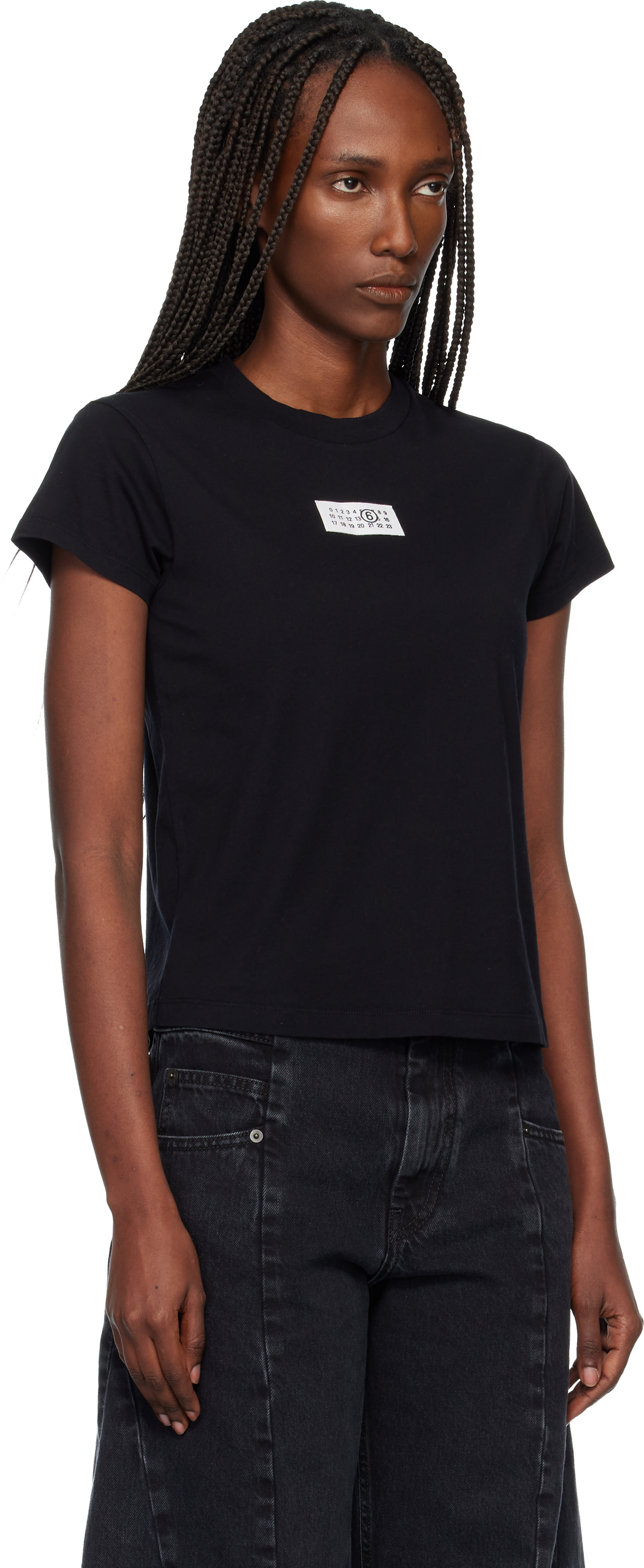MM6 Maison Margiela: Black Numeric Cotton T-shirt | SSENSE