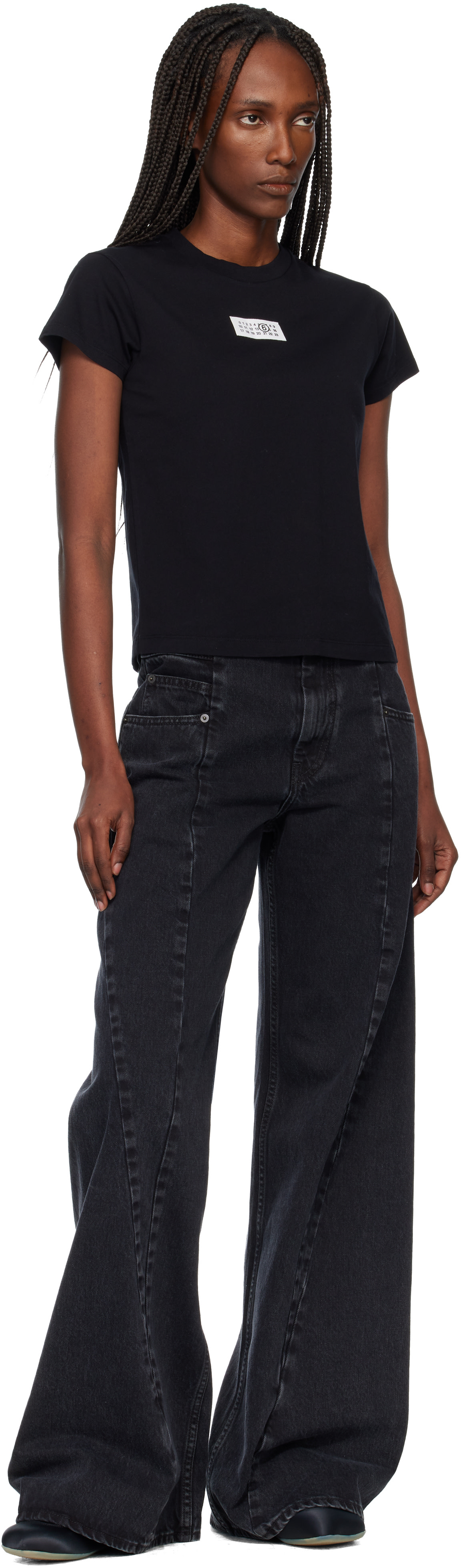 MM6 Maison Margiela: Black Numeric Cotton T-shirt | SSENSE