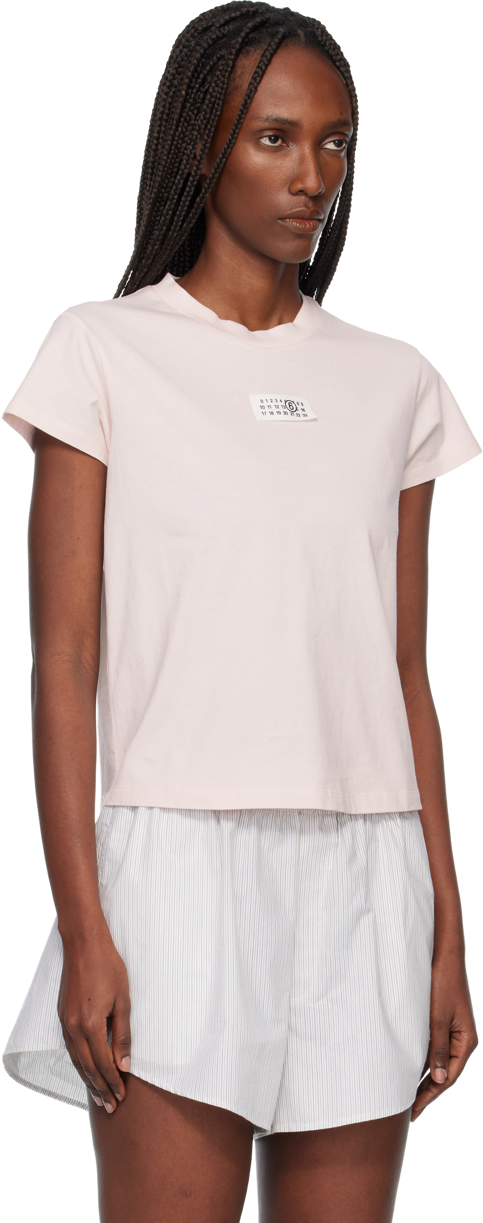 MM6 Maison Margiela: Pink Numeric Cotton T-shirt | SSENSE