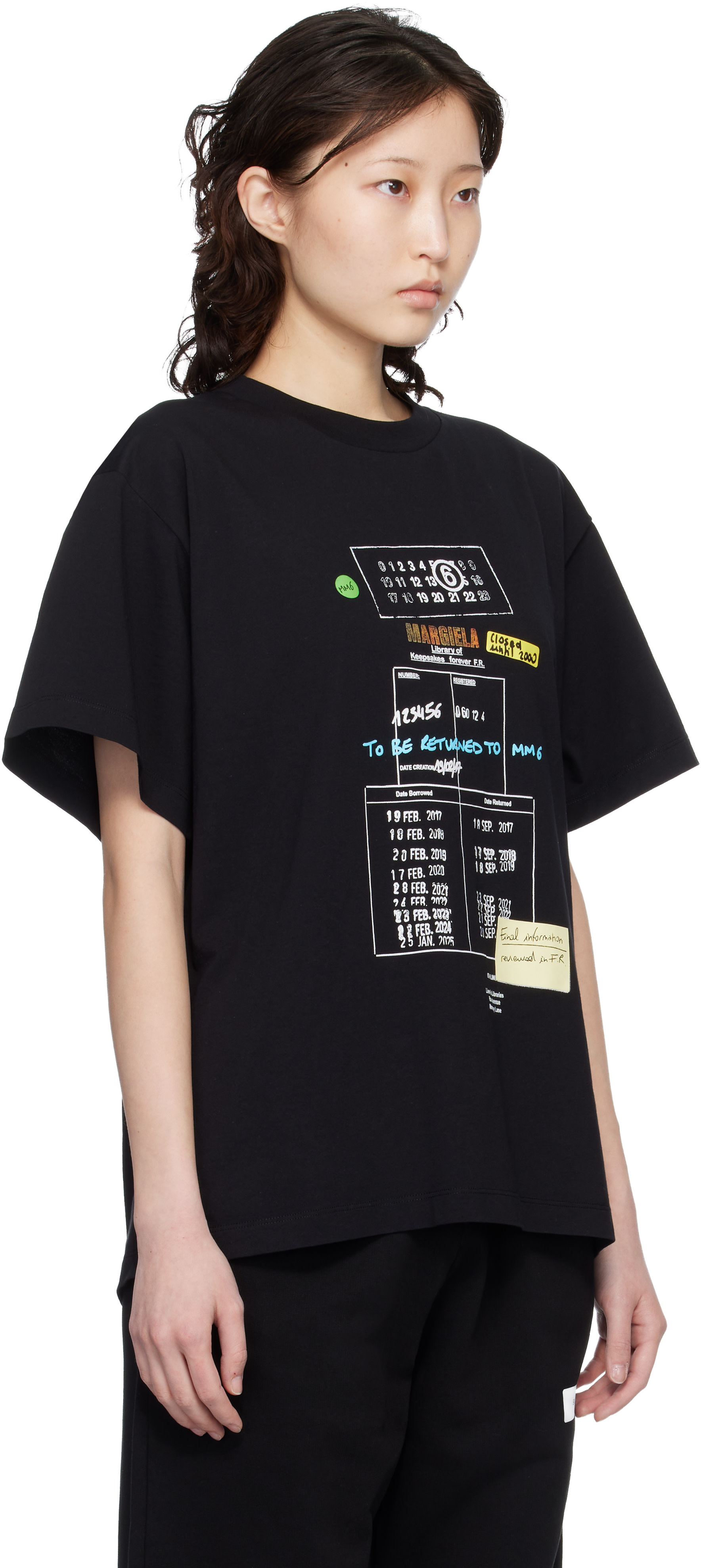 MM6★BLACK Ｔ MM6 Maison Margiela: Black Cotton Jersey T-shirt | SSENSE