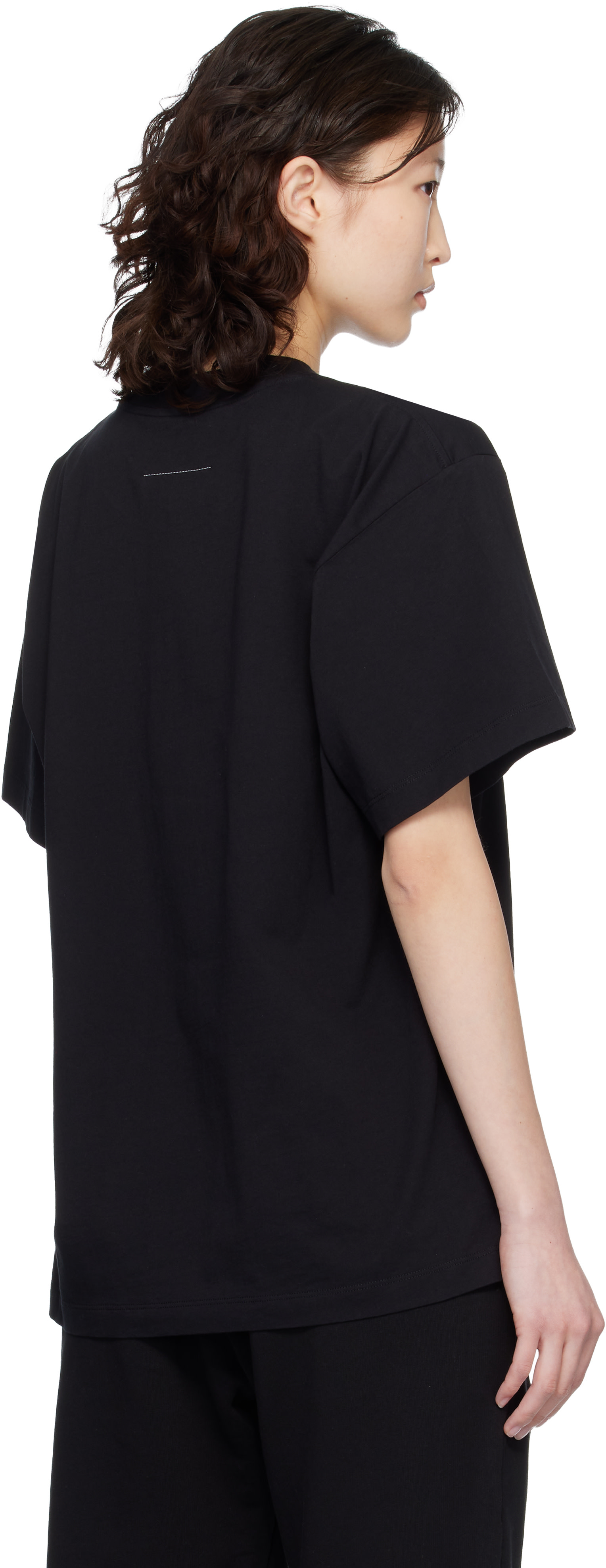 MM6 Maison Margiela: Black Library Stamp T-shirt | SSENSE