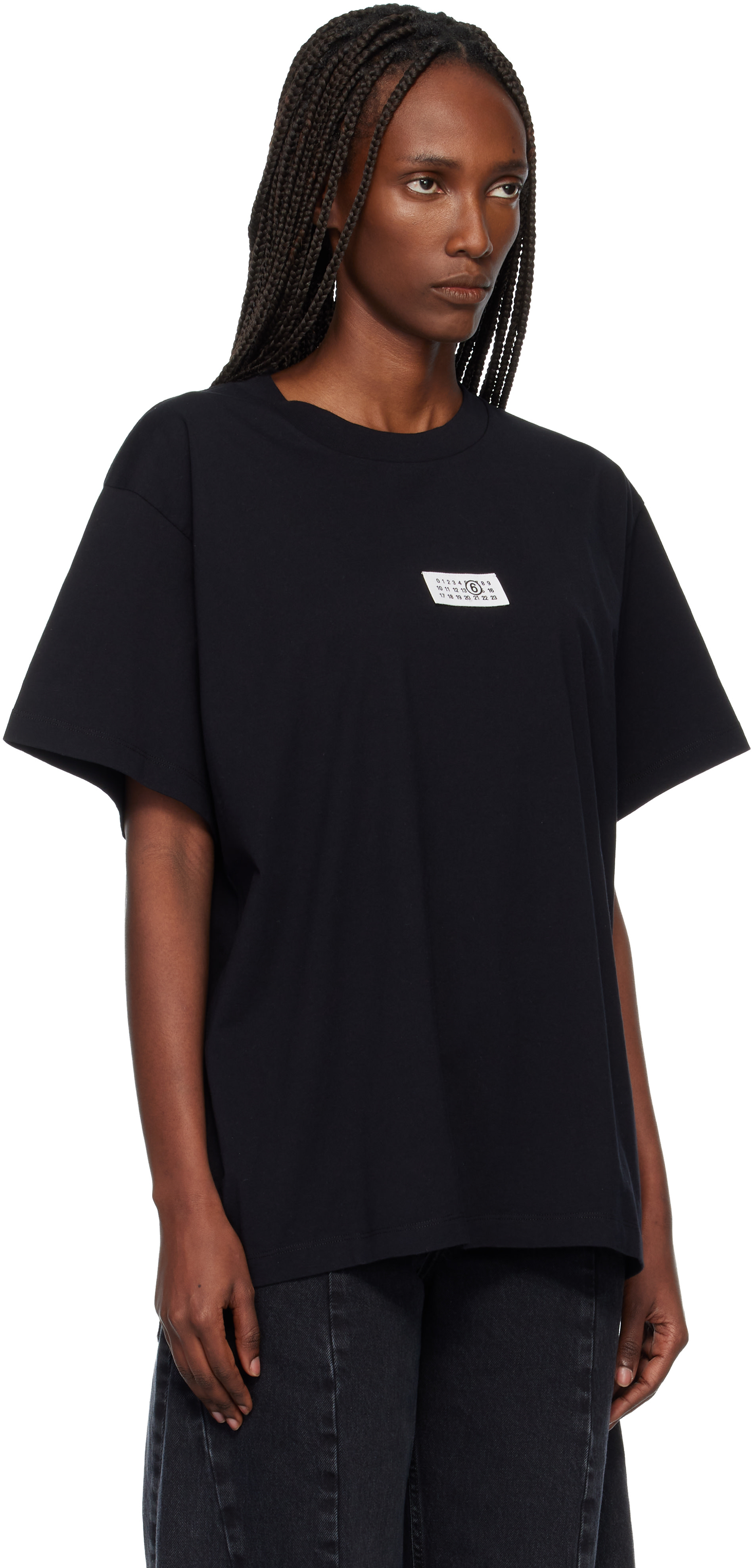 専用　MM6 MAISON MARGIELA ブラック　Tシャツ MM6 Maison Margiela: ブラック Numeric コットン Tシャツ | SSENSE 日本