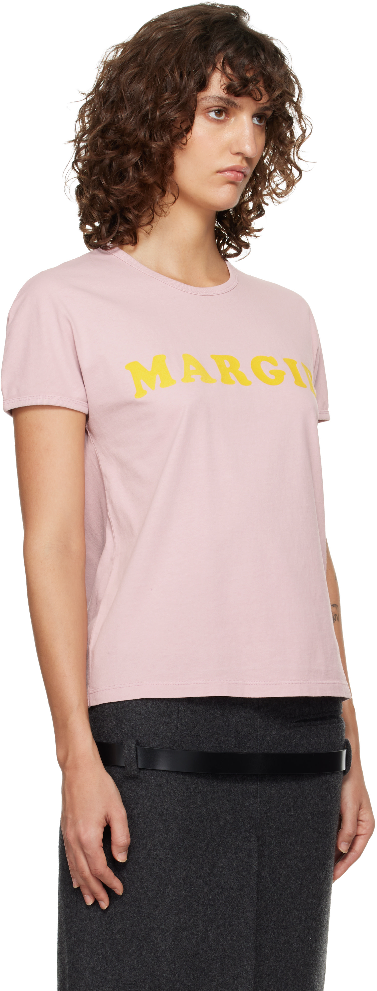 MM6 Maison Margiela: Pink 'Margie' T-Shirt | SSENSE United Kingdom