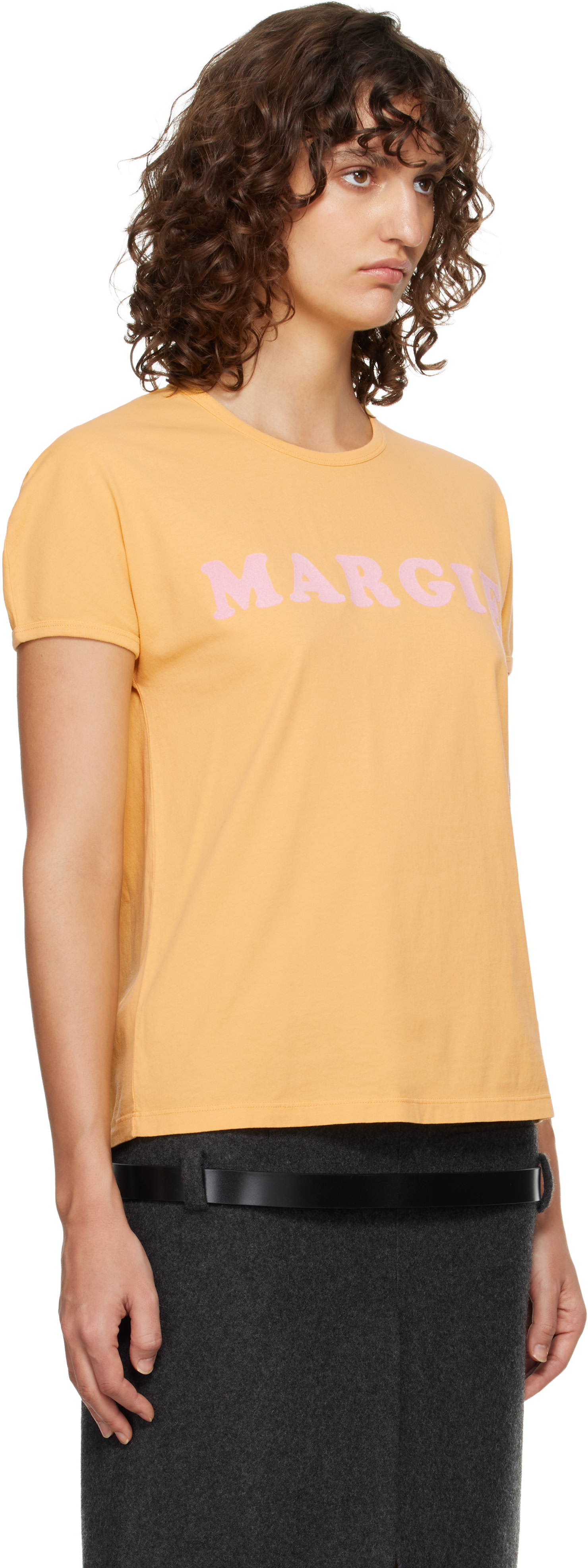 MM6 Maison Margiela 長袖カットソー ベージュ/イエロー MM6 Maison Margiela: Yellow 'Margie' T-Shirt | SSENSE Canada