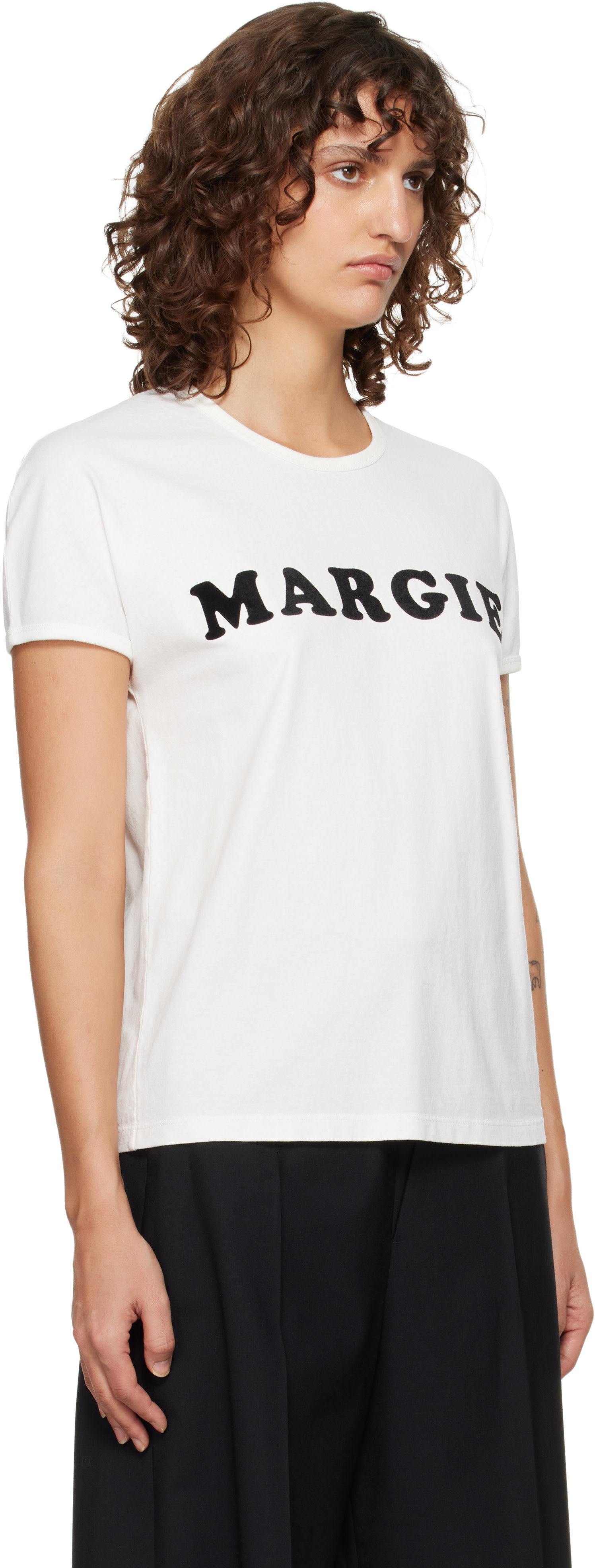 MM6 Maison Margiela: Off-White 'Margie' T-Shirt | SSENSE