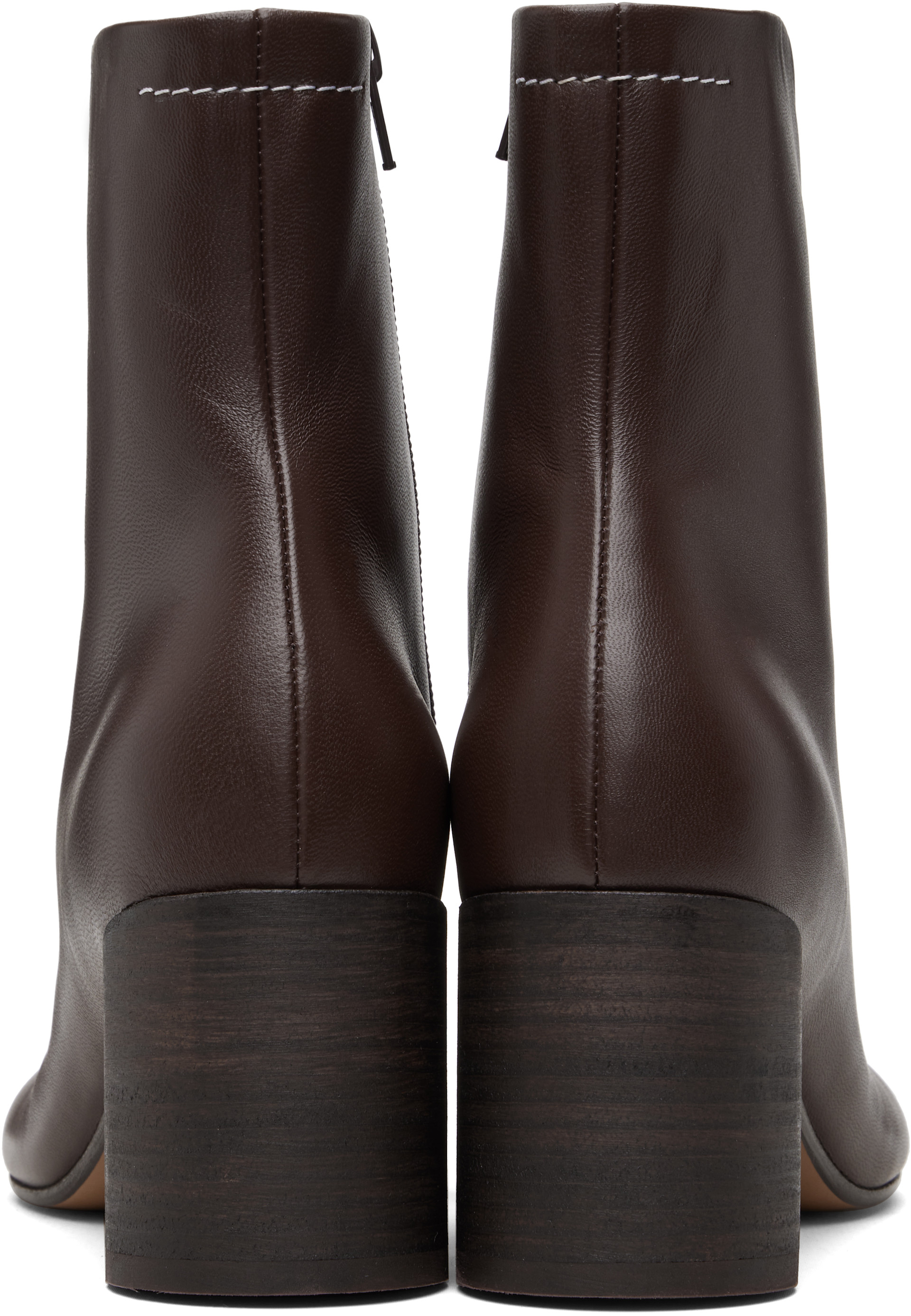 MM6 Maison Margiela: Brown Anatomic Ankle Boots | SSENSE