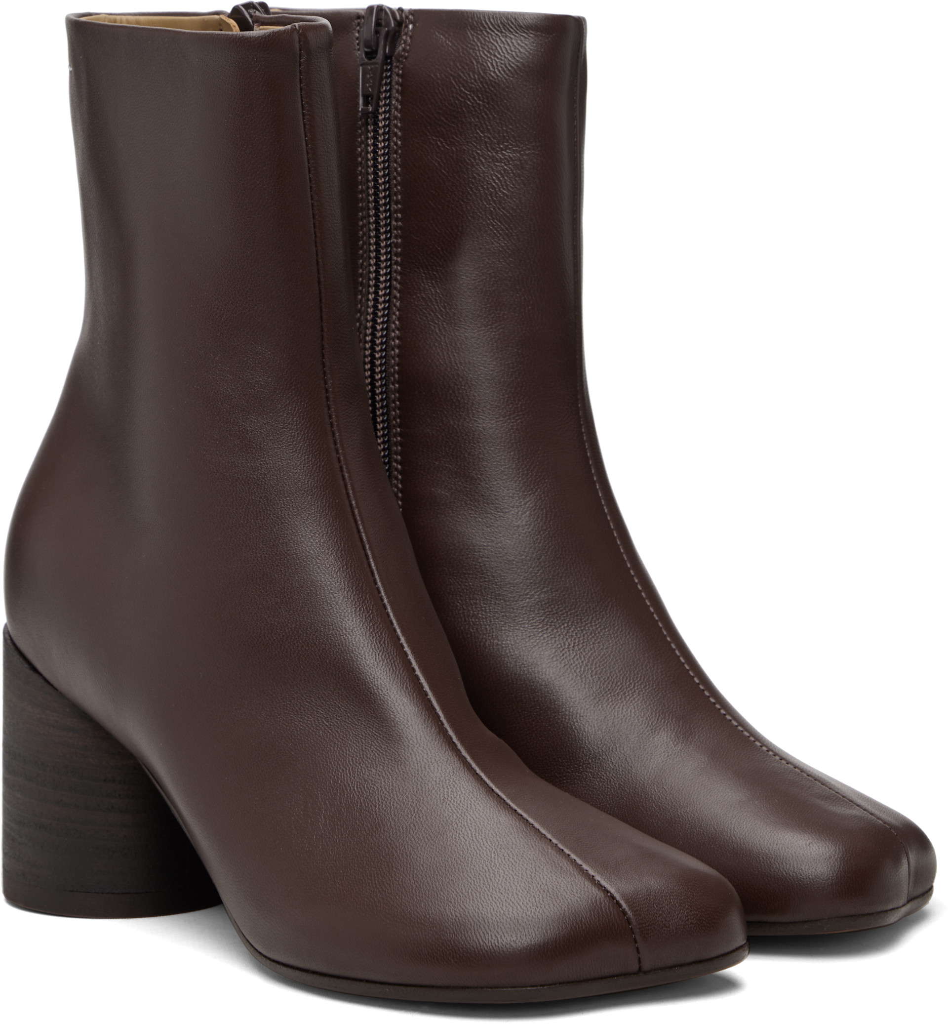 MM6 Maison Margiela: Brown Anatomic Ankle Boots | SSENSE