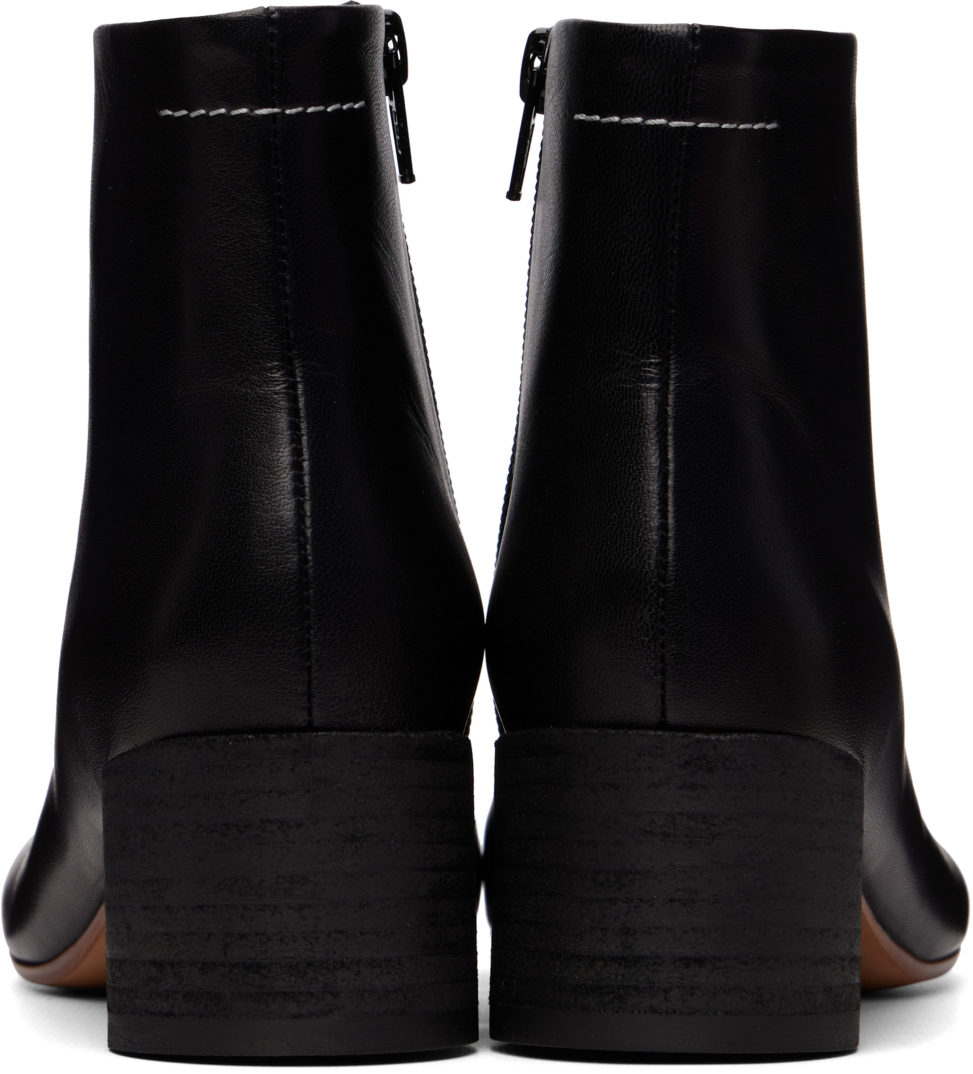 MM6 アナトミック アンクルブーツ ブラック 38 MM6 Maison Margiela: ブラック Anatomic アンクルブーツ | SSENSE 日本