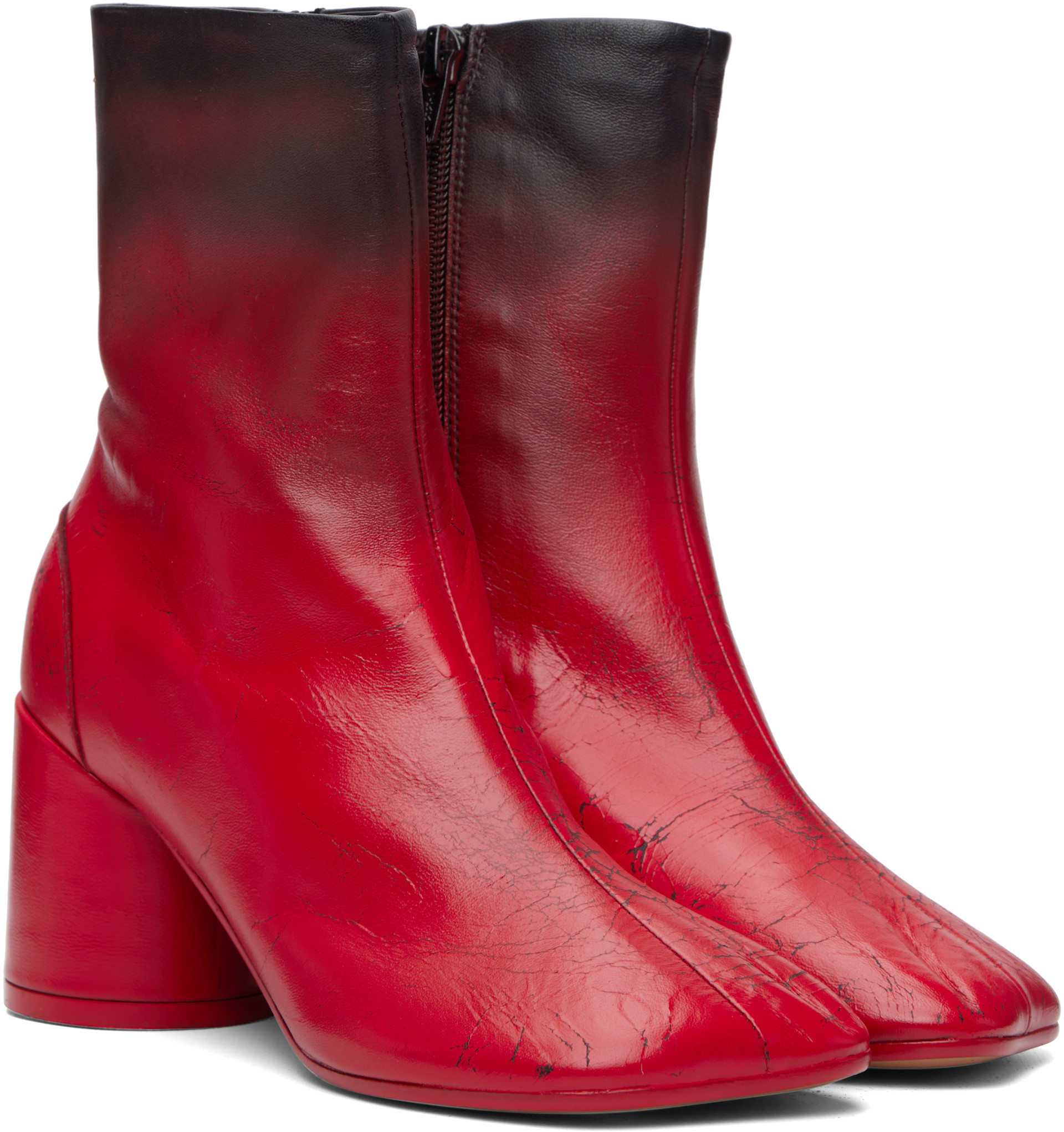 MM6 Maison Margiela: Red Anatomic Block-Heel Boots | SSENSE