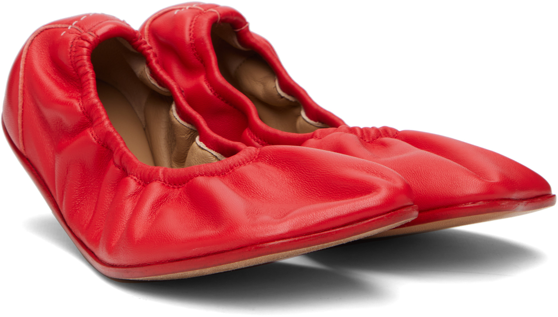 MM6 Maison Margiela: Red Anatomic Travel Ballerina Flats | SSENSE