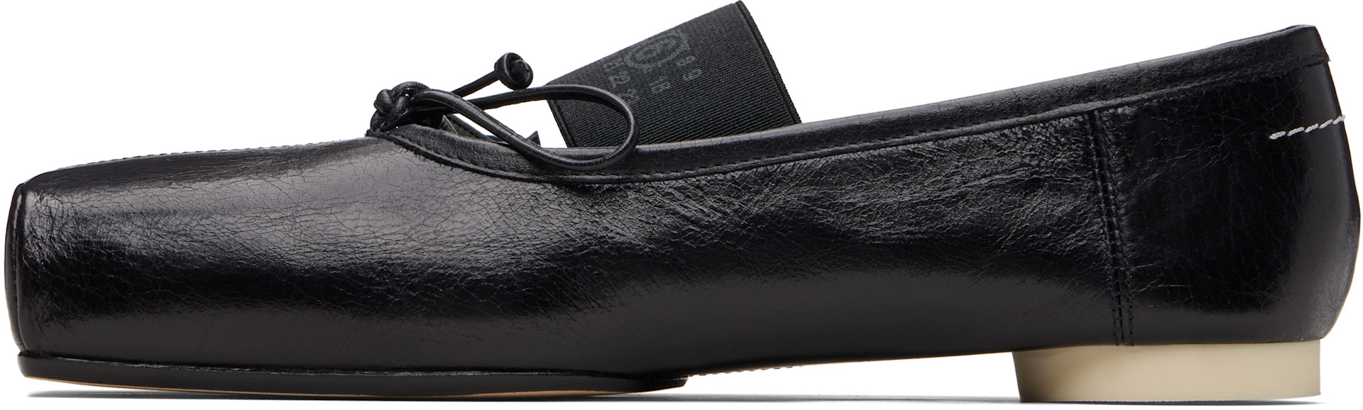 MM6 Maison Margiela: Black Numeric Square-Toe Ballerina Flats | SSENSE