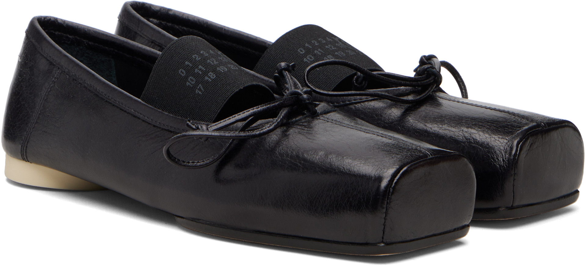 MM6 Maison Margiela: ブラック Numeric スクエアトゥ バレエシューズ