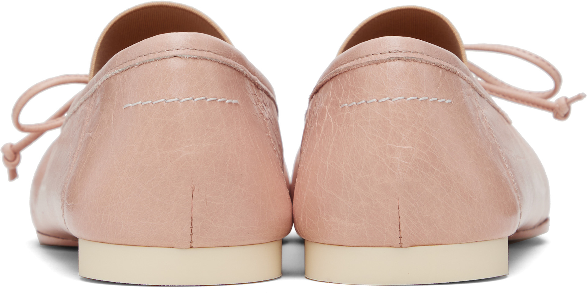 MM6 Maison Margiela バレエシューズ ピンク MM6 Maison Margiela: ピンク スクエアトゥ バレエシューズ | SSENSE 日本