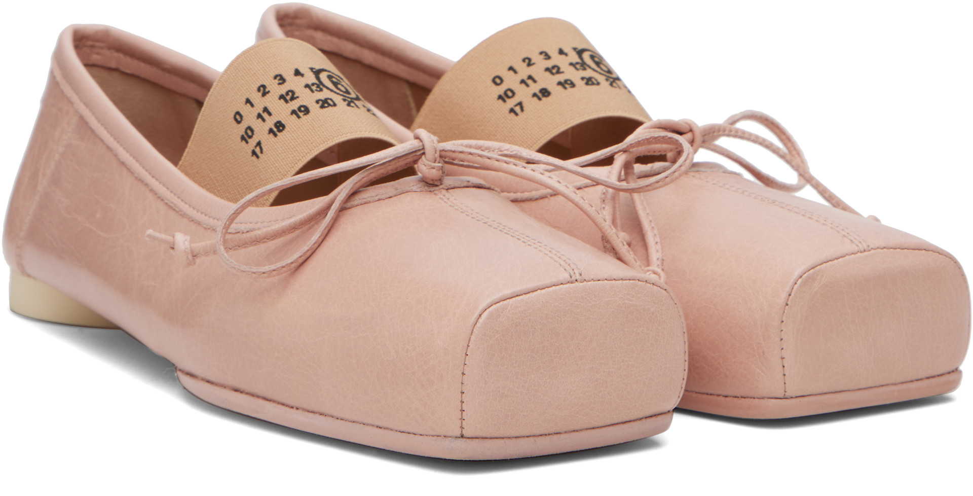 MM6 Maison Margiela バレエシューズ ピンク MM6 Maison Margiela: ピンク スクエアトゥ バレエシューズ | SSENSE 日本