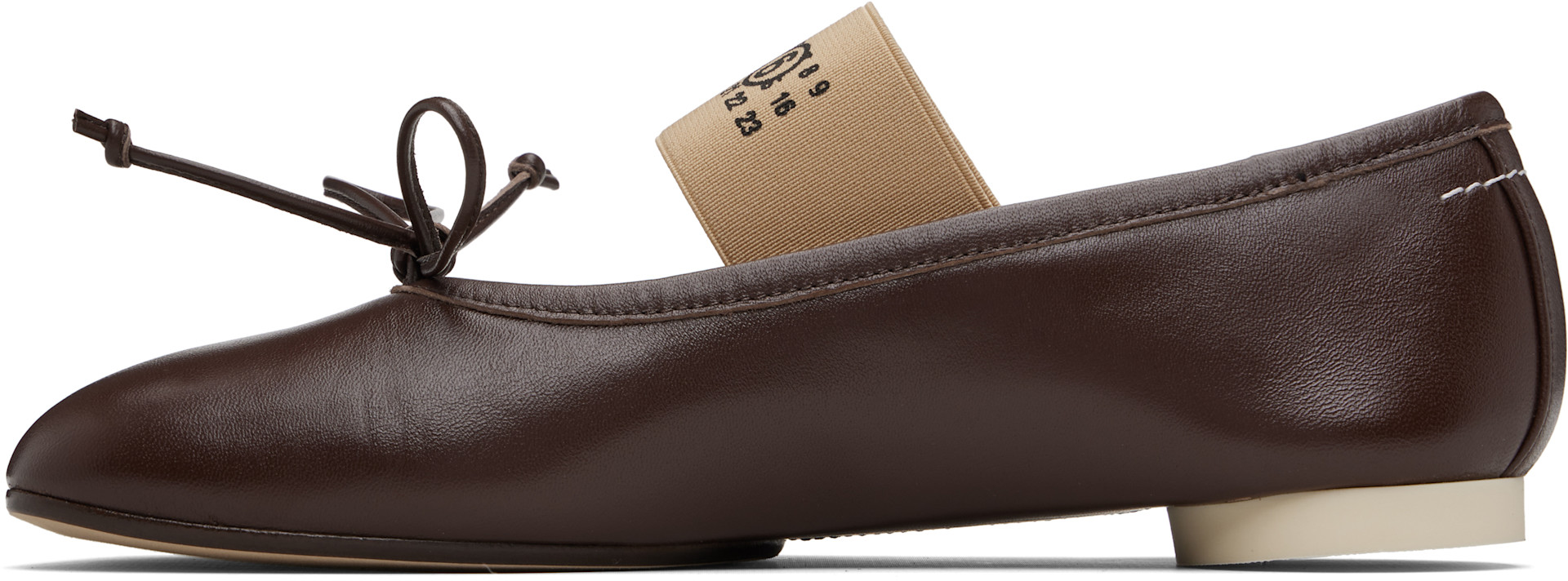MM6 Maison Margiela: ブラウン Anatomic Numeric フラットシューズ
