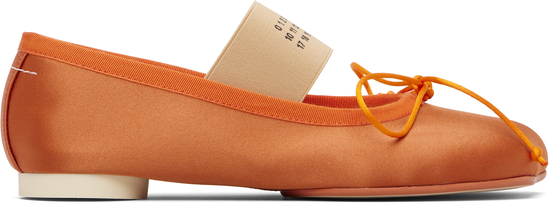 MM6 Maison Margiela: オレンジ Anatomic Numeric バレエシューズ