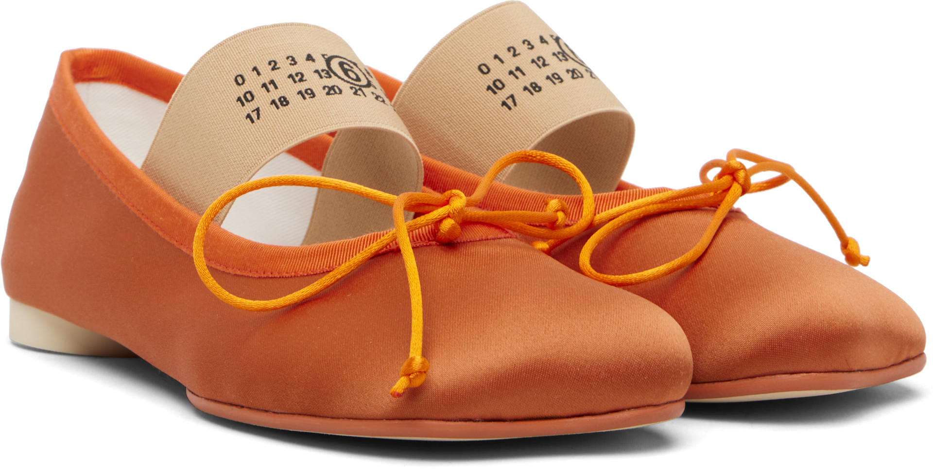 MM6 Maison Margiela: Orange Anatomic Numeric Ballerina Flats | SSENSE