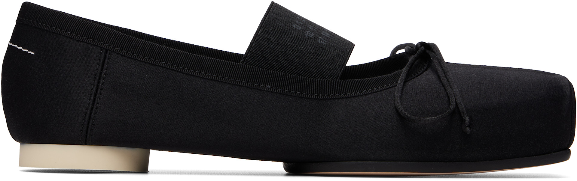 MM6 Maison Margiela ブラックフラットシューズ　37 MM6 Maison Margiela: ブラック スクエアトゥ フラットシューズ