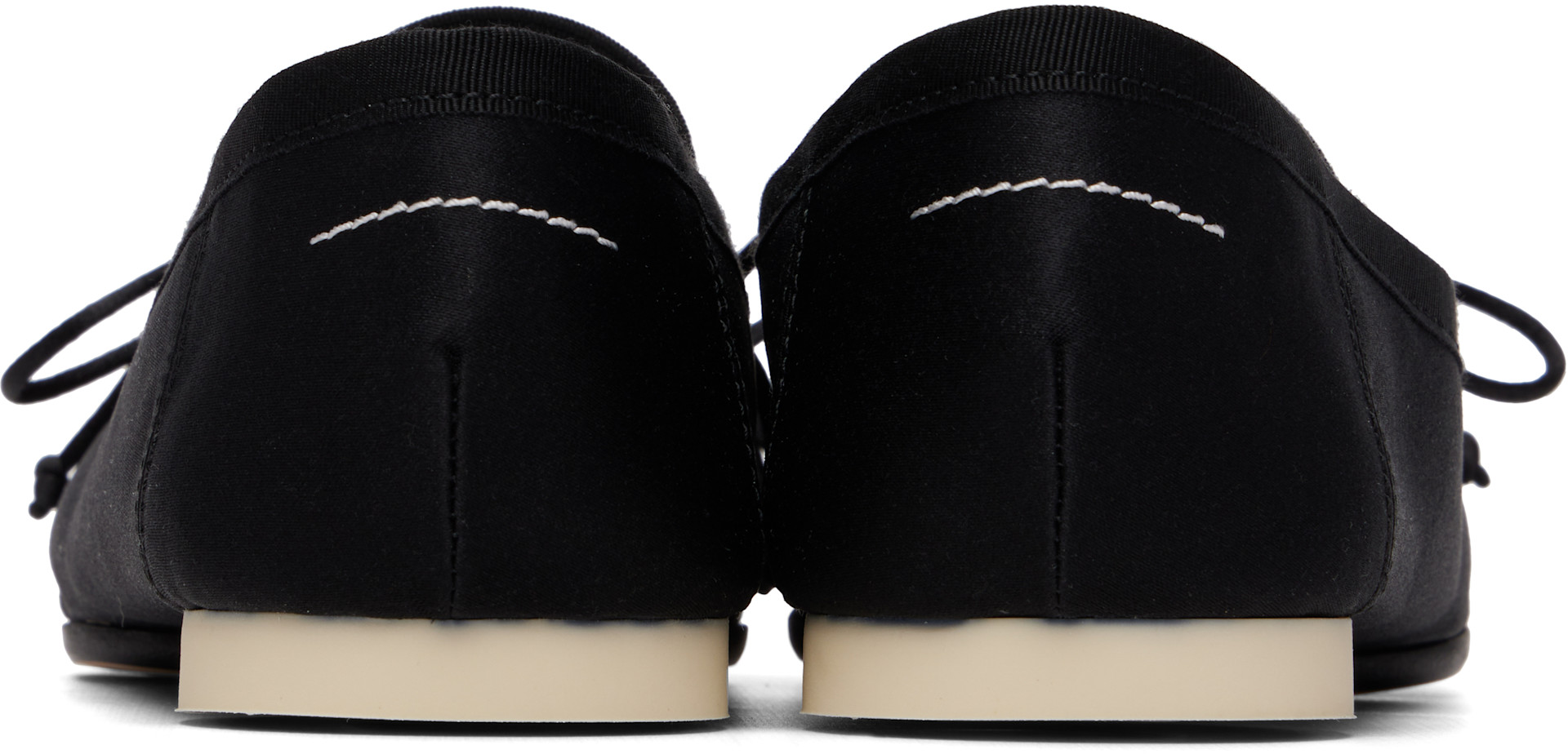 【新品】MM6 MaisonMargiela ブラック スクエアフラットシューズ MM6 Maison Margiela: ブラック スクエアトゥ フラットシューズ